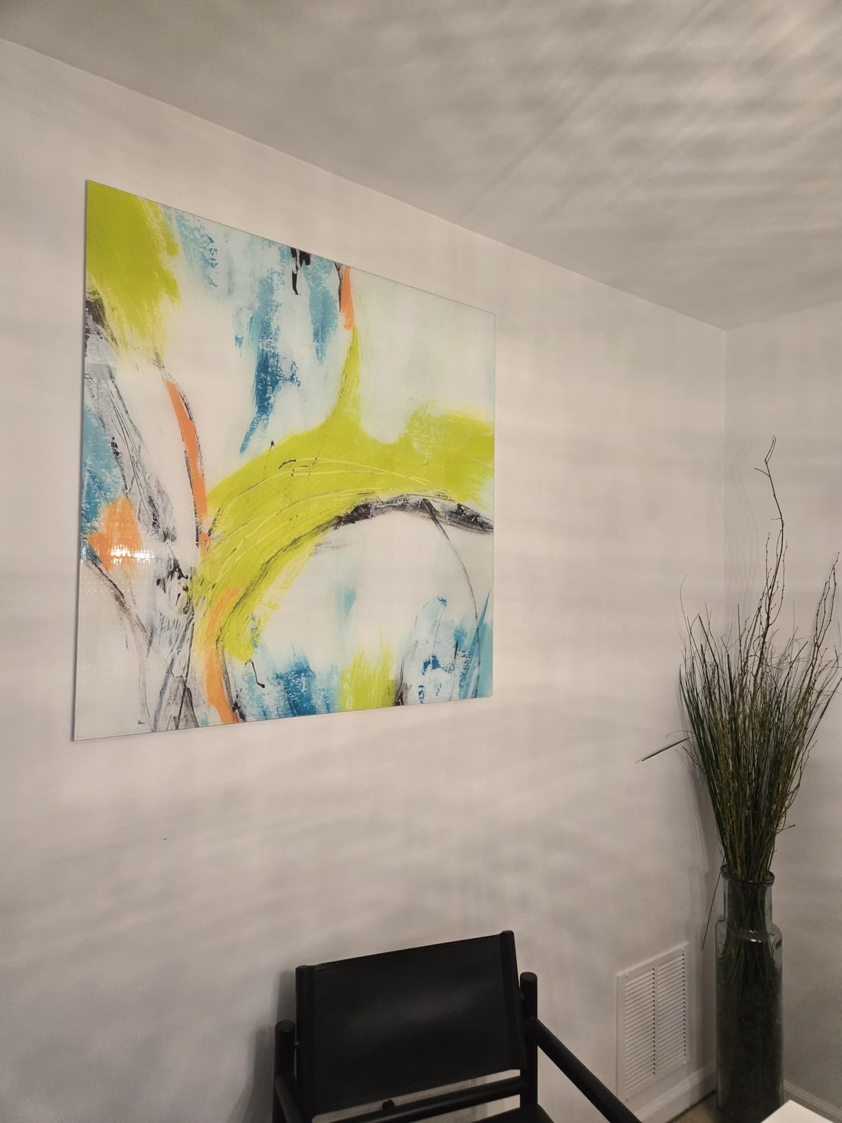 Empire Art Direct Abstract Art, Colorful Frameless Tempered Glass Panel, Contemporary Wall Decor Ready to Hang, Piquant 3, 38 X 38 customer photo 1