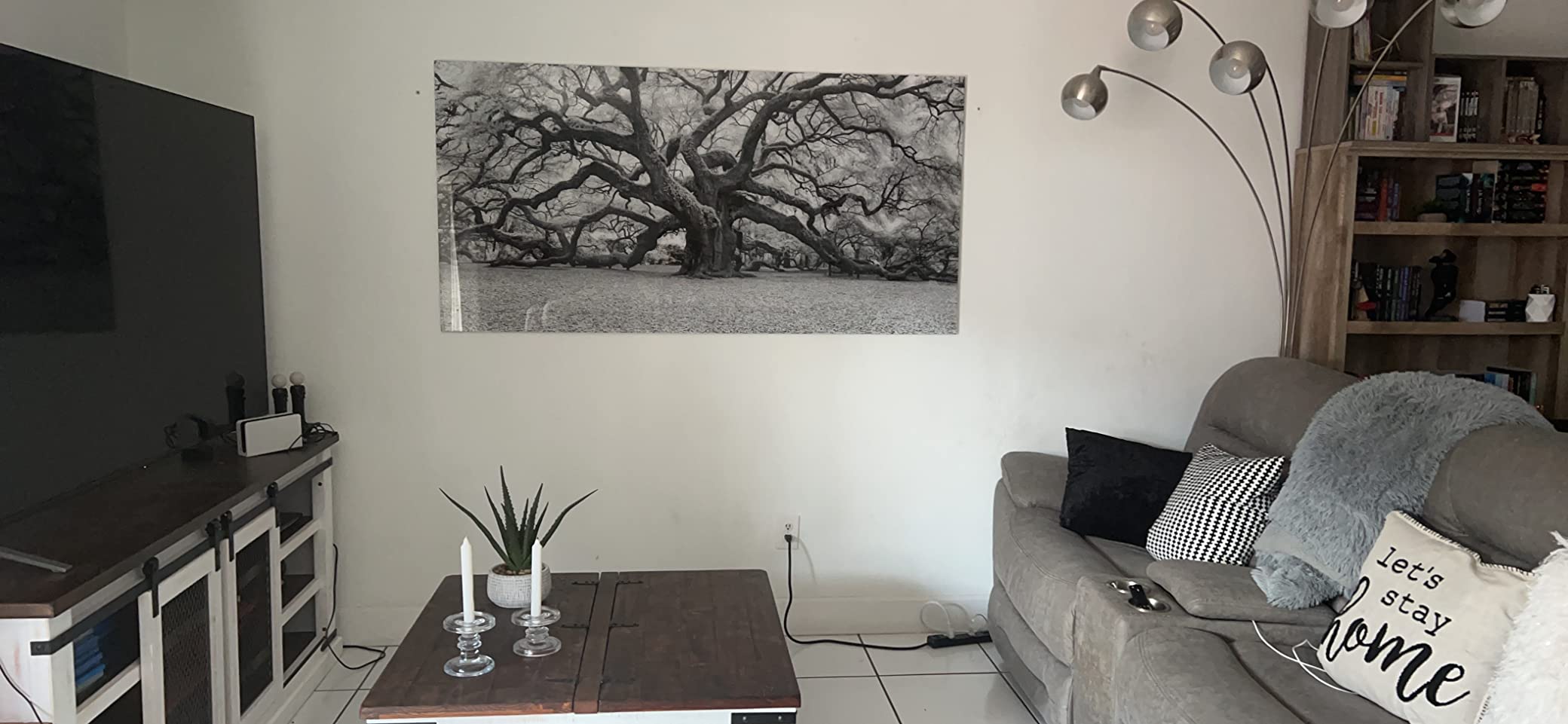 Empire Art Direct Big Tree Art, Frameless Tempered Glass Panel, Contemporary Wall Decor, Black and Grey Tree Art customer photo 1