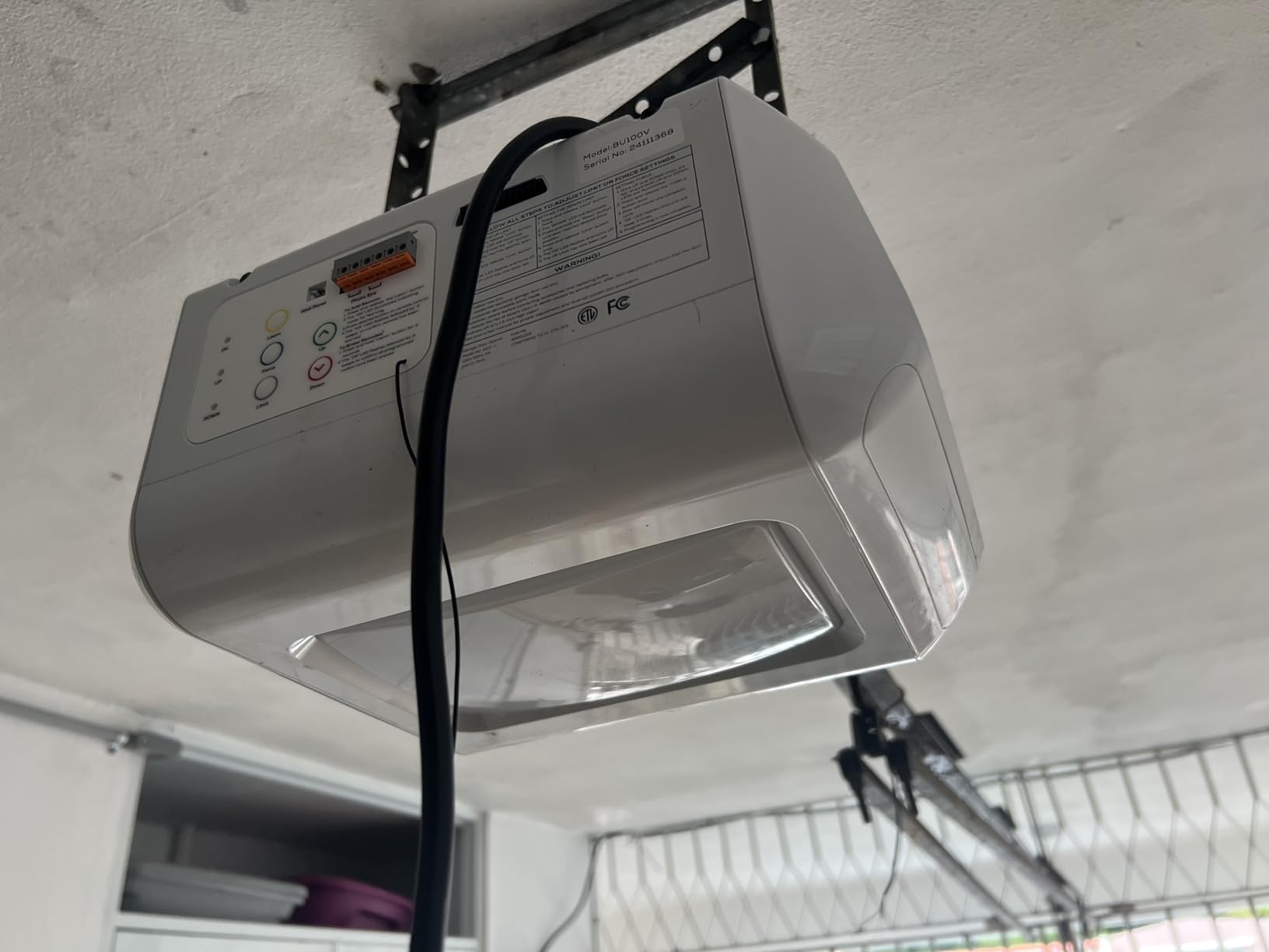 Workhorse BU100 Overhead Garage Door Opener with Heavy-Duty Chain Drive for Single or Double Doors, Wall Mount, and Remote Garage Opener Included, Quick and Easy Installation, White customer photo 2