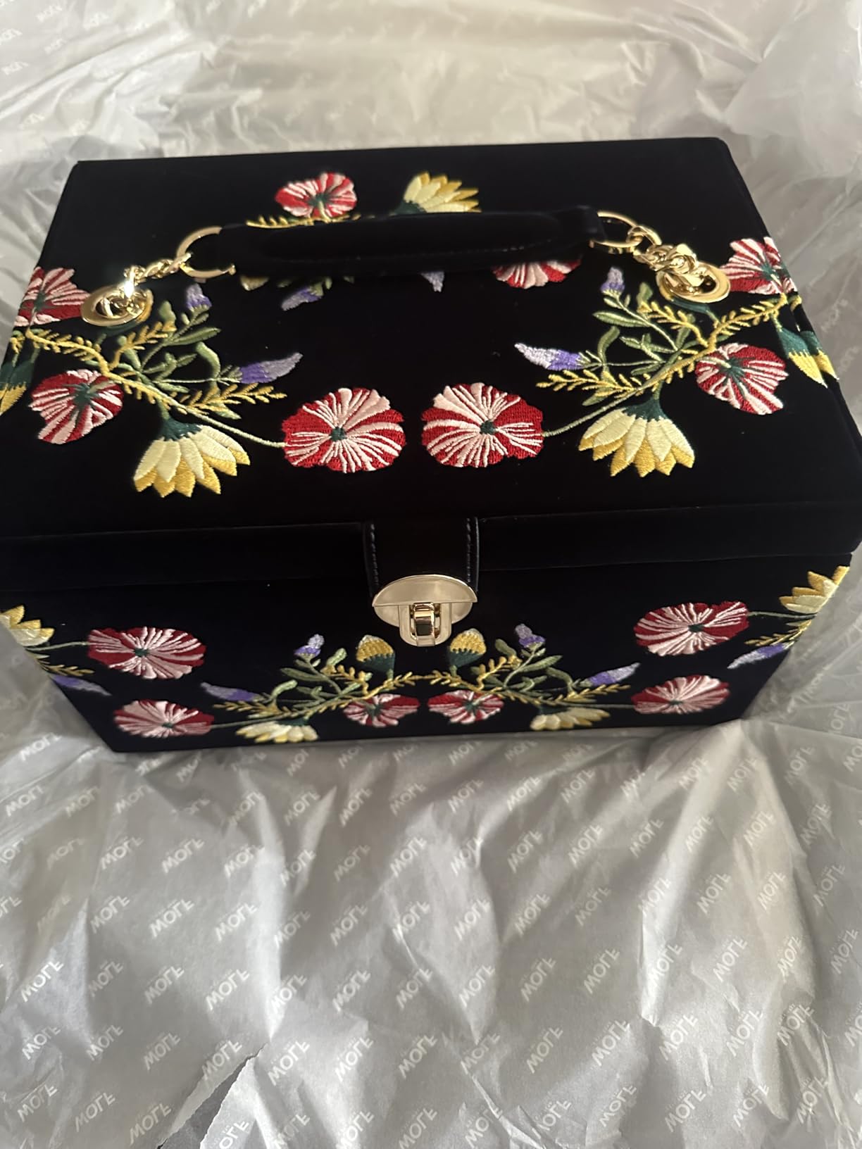 WOLF Zoe Large Jewelry Box, Indigo - 20 Compartments, 18 Ring Rolls, 12 Necklace Compartments, 5 Bracelet Compartments, 6 Bracelet/Watch Cuffs & Removable Travel Case customer photo 1