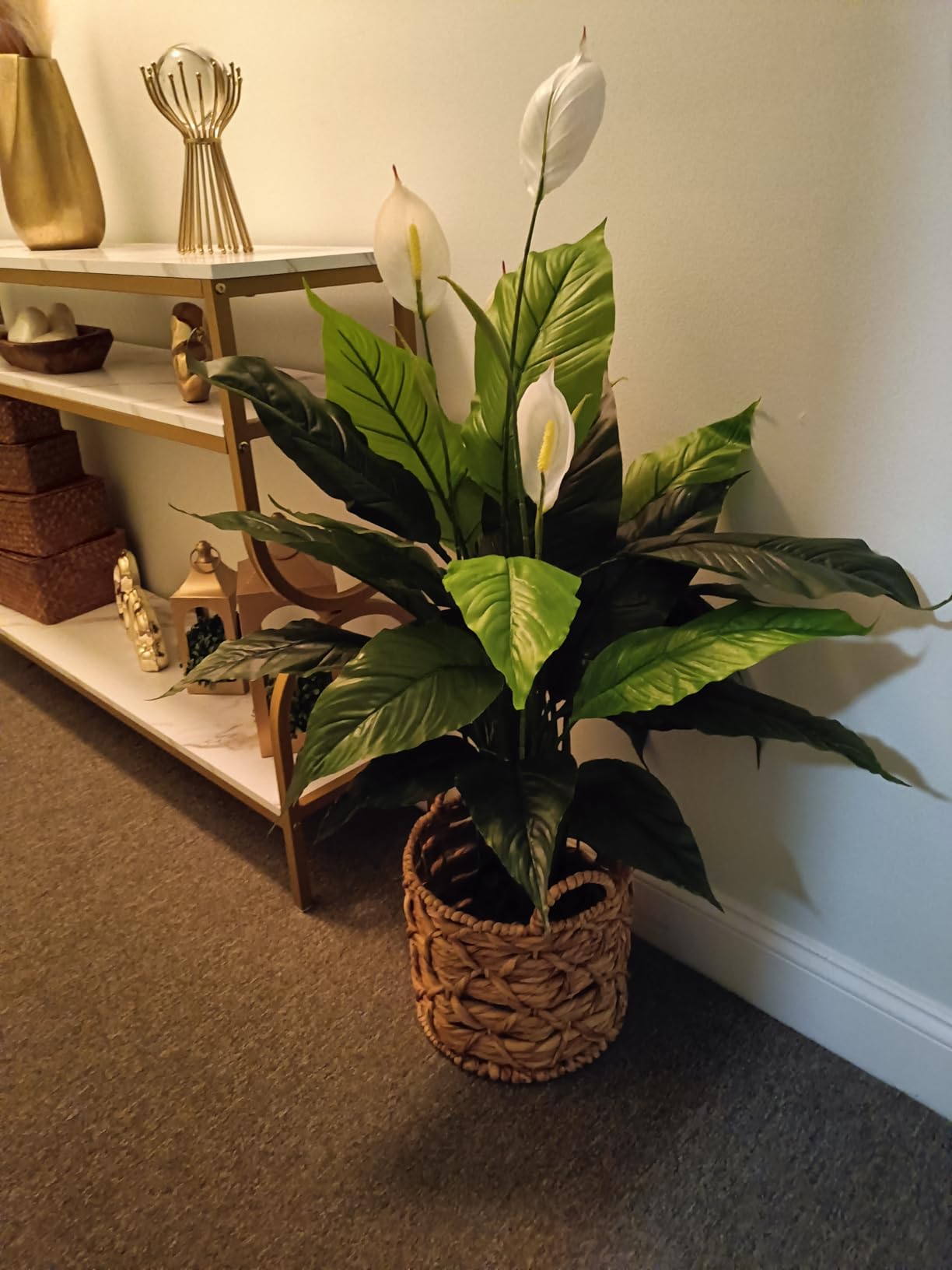 42in Artificial Peace Lily Spathiphyllum, Real Touch Silk Plant Faux Greenery for Indoor Home Decor customer photo 1
