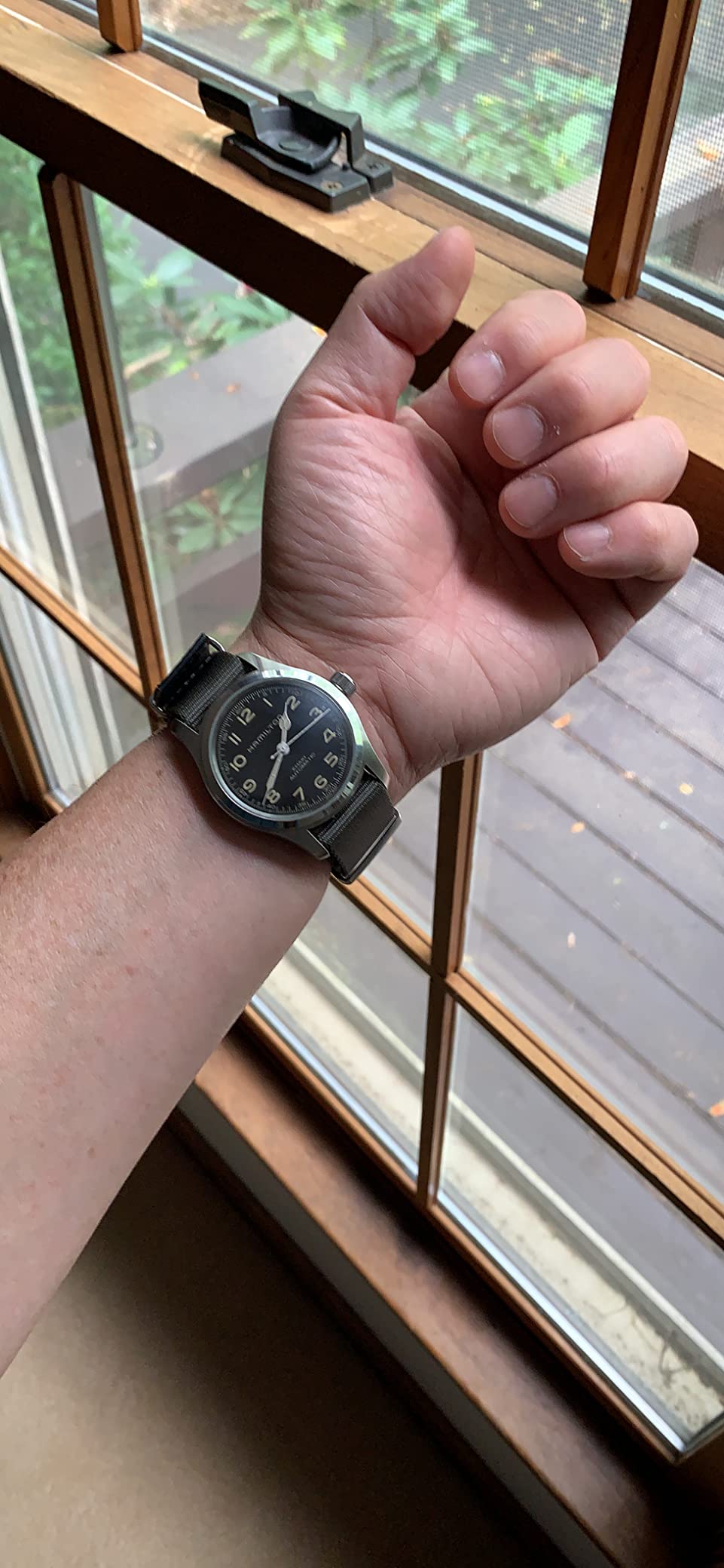 Hamilton Khaki Field Murph Automatic Men's Watch, 42mm Stainless Steel Case, Swiss Made, Black Dial Analog Wrist Watch for Men, 100m Waterproof, Sapphire Crystal, Cow Leather Strap customer photo 1