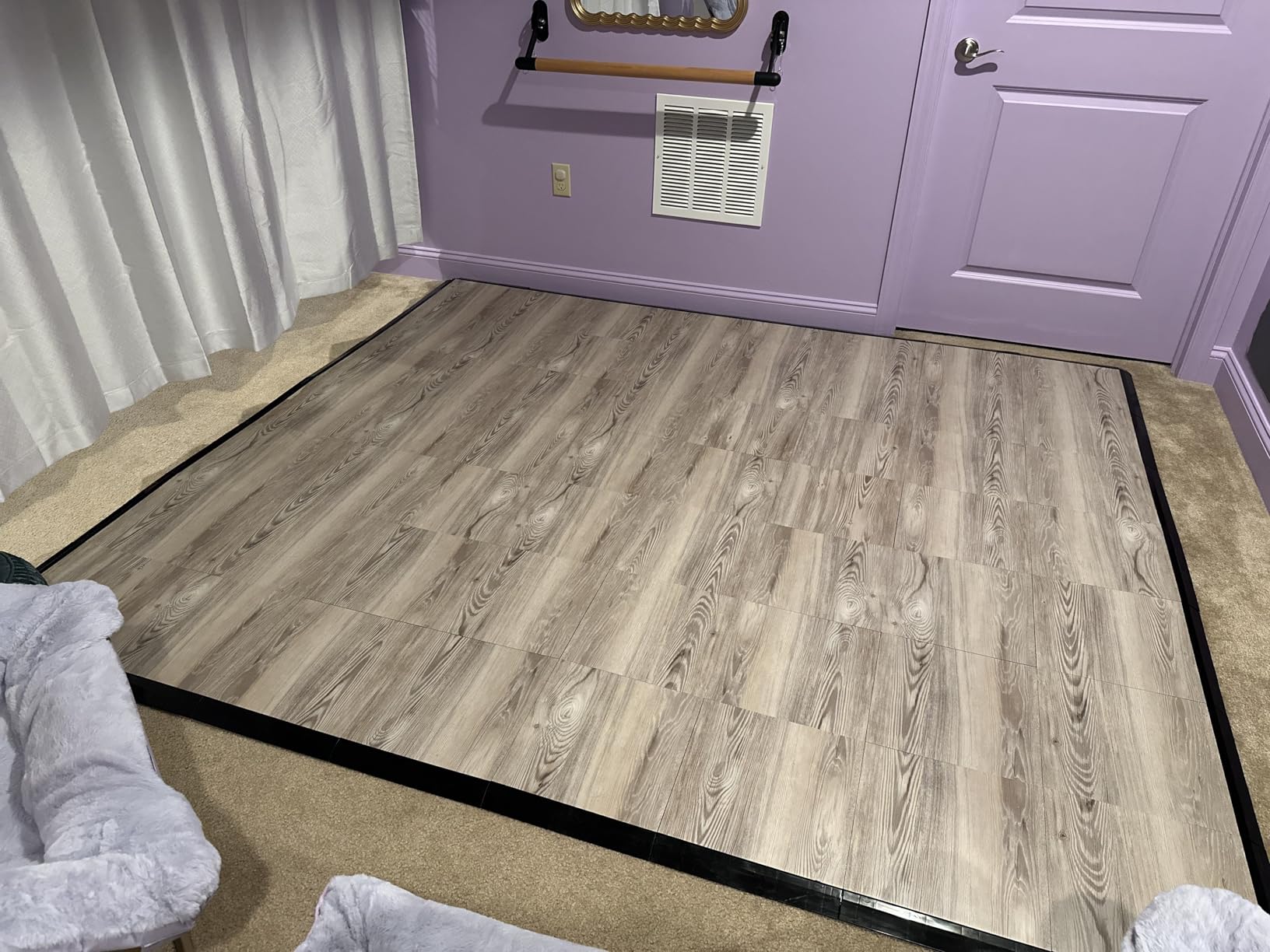 VersaStep by FlooringInc 12 x 12 Inch Interlocking Dance Floor Tiles, Portable Vinyl Dance Floor for Home Practice, 3/8 Inch Thick Snap Together Tap and Ballet Flooring, White, 52 Tiles, 52 Sq Ft customer photo 2