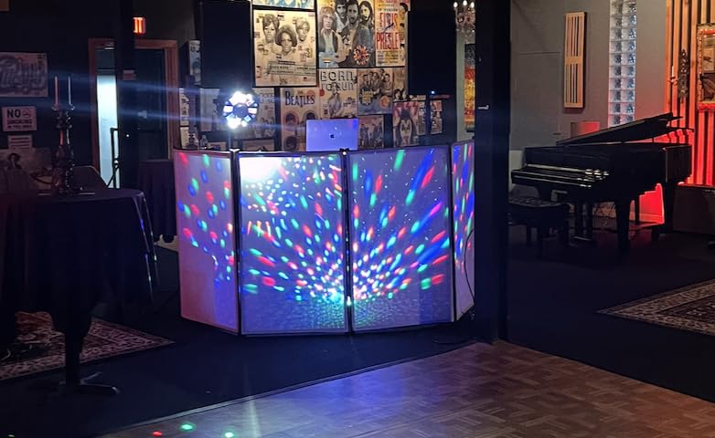 Rockville RFAAC 112x48 DJ Event Facade 7lb Aluminum Frame Booth, 360-Degree Panel Rotation, Fire-Retardant Scrims, Foldable Design, for Mobile DJs and Event Planners customer photo 1