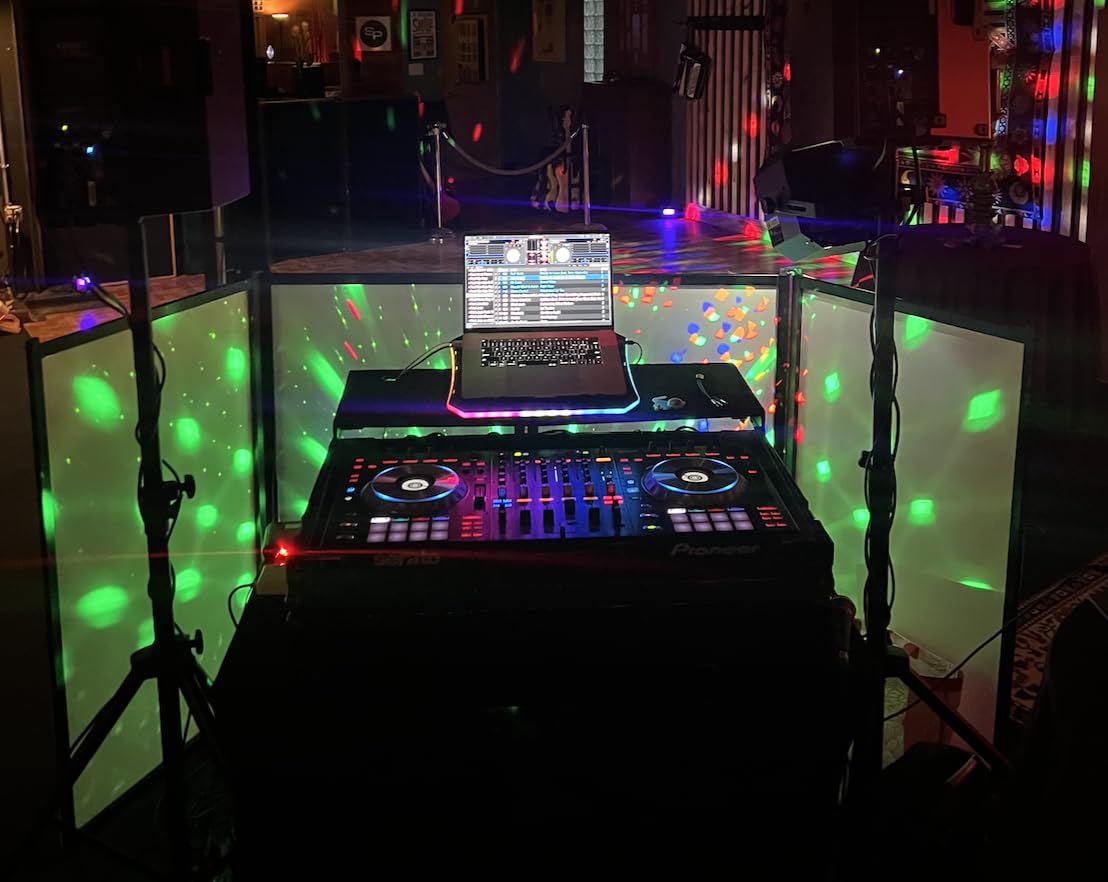 Rockville RFAAC 112x48 DJ Event Facade 7lb Aluminum Frame Booth, 360-Degree Panel Rotation, Fire-Retardant Scrims, Foldable Design, for Mobile DJs and Event Planners customer photo 2