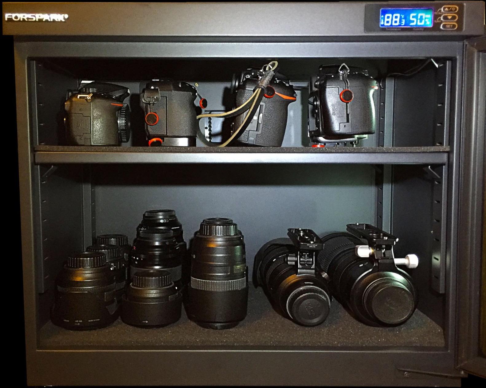 FORSPARK 125L Dual-Core Camera Dehumidifier Dry Cabinet, Quiet Humidity Control Storage with Lock & 4 Adjustable Shelves for DSLR, Lenses, Drones, Studios, Collectibles customer photo 1