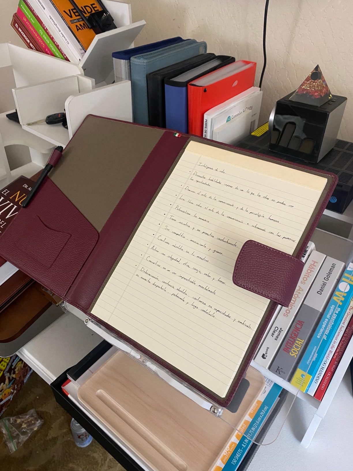 Maruse Italian Leather Executive Padfolio, Folder Organizer with Magnetic Closure and Writing Pad, Handmade in Italy, Rope customer photo 2