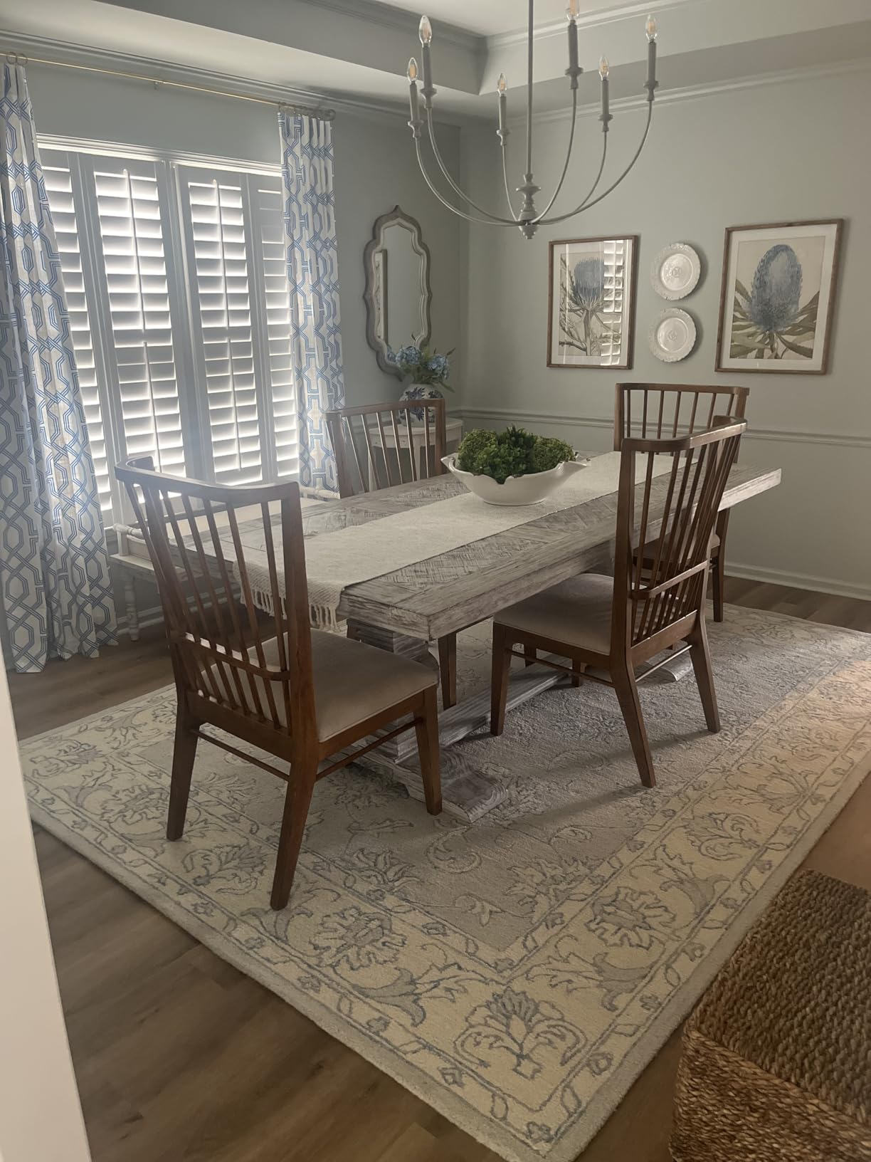 Area Rug 8x10 - Micro-Loop Collection - Large - Blue & Beige, Handmade Wool, Ideal for Living Room, Bedroom, Office, Dining Space (MLP535M) customer photo 1