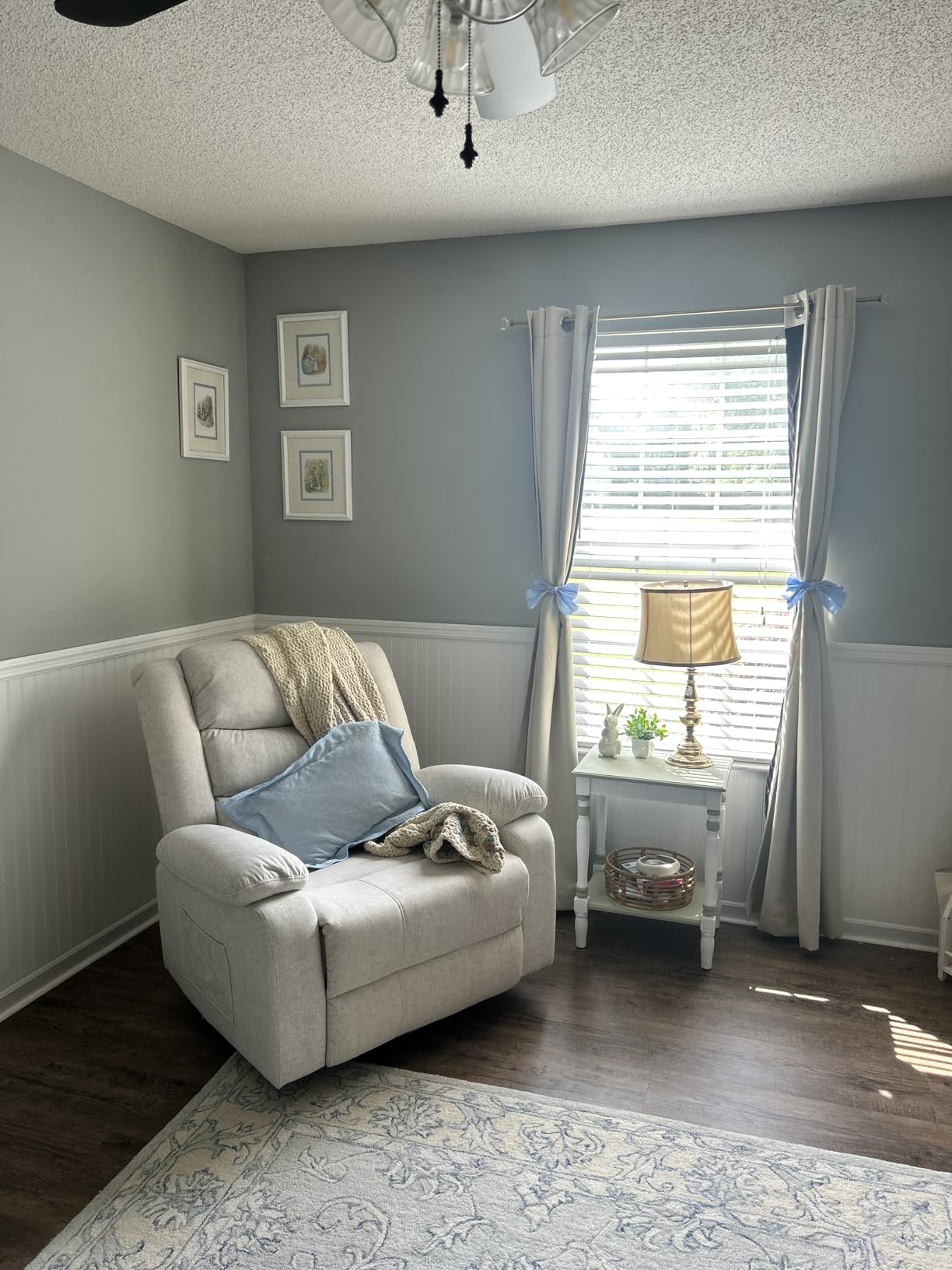 Area Rug 8x10 - Micro-Loop Collection - Large - Blue & Beige, Handmade Wool, Ideal for Living Room, Bedroom, Office, Dining Space (MLP535M) customer photo 2