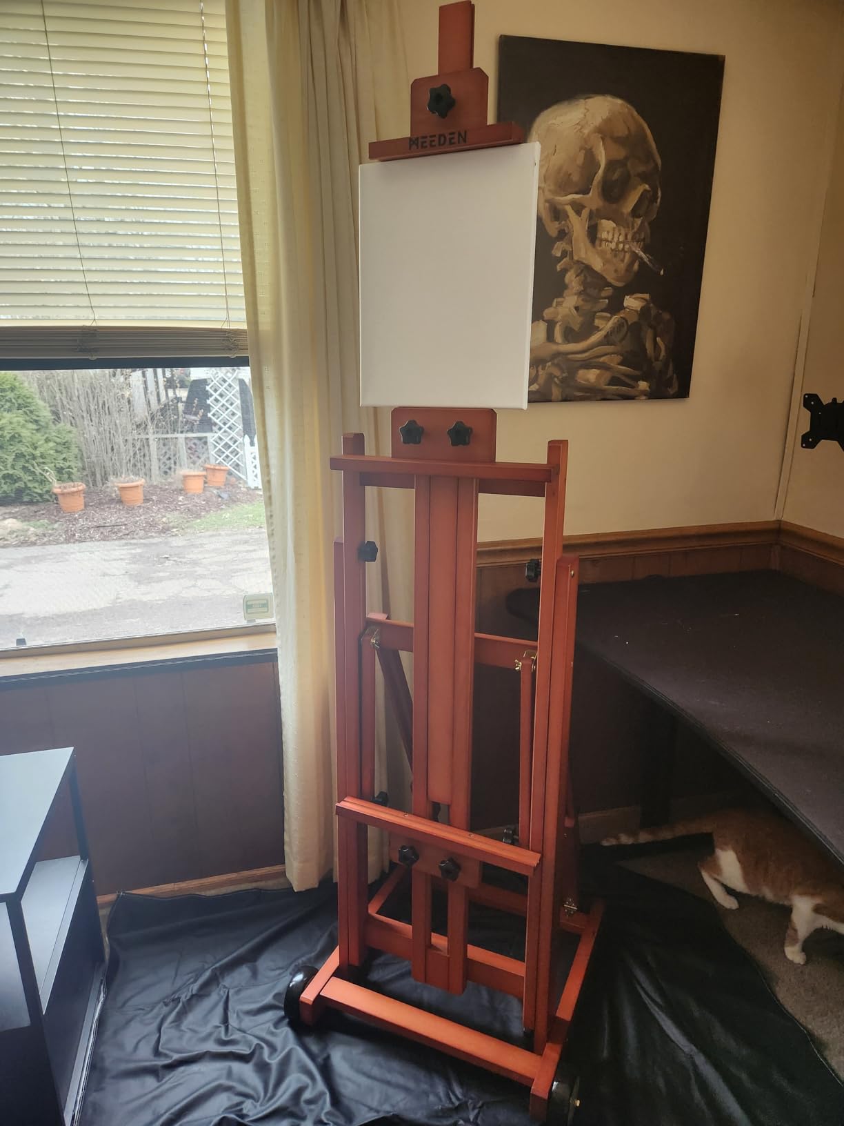 MEEDEN Multi-Function Studio Easel,H-Frame Easel,Painting Easel for Adults,Artist Easel,Floor Easel,Solid Beech Wooden Easels w/Front Wheels,Holds Canvas Art up to 77