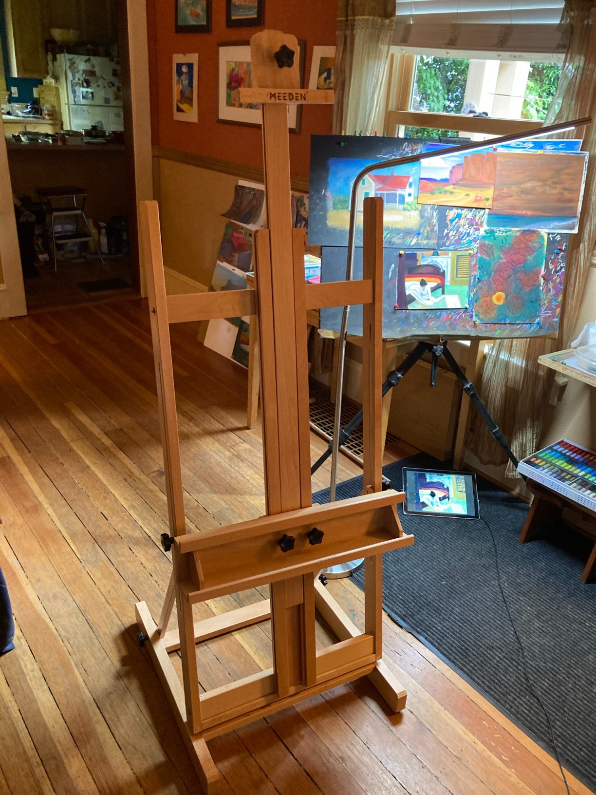 MEEDEN Large H-Frame Easel, Easel Stand for Paintings, Painting Easels, Easel Stand for Display, Solid Beechwood Wooden Easels for Painting Canvas, Holds Canvases Up to 78