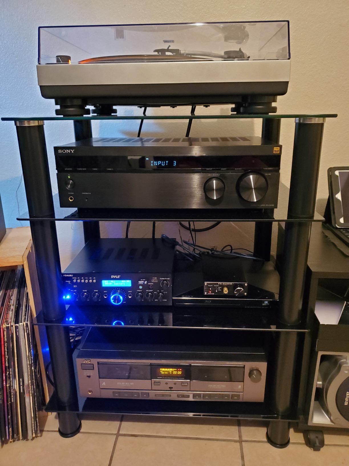 Mount-It! Tempered Glass AV Component Media Stand, Audio Tower and Media Center with 5 Shelves, 220 Lbs Total Capacity, Black Shelves Chrome Legs (MI-8671) customer photo 2