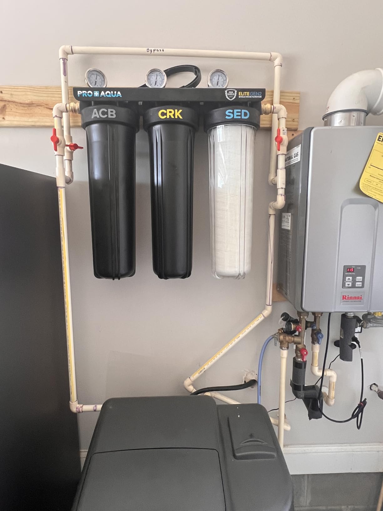 PRO+AQUA Elite Series GEN2 PRO-100-E 3-Stage Whole House Water Filtration System for City & Well Water with Pressure Gauges | Reduces Contaminants, Sediment, Chemicals, Heavy Metals, with 1