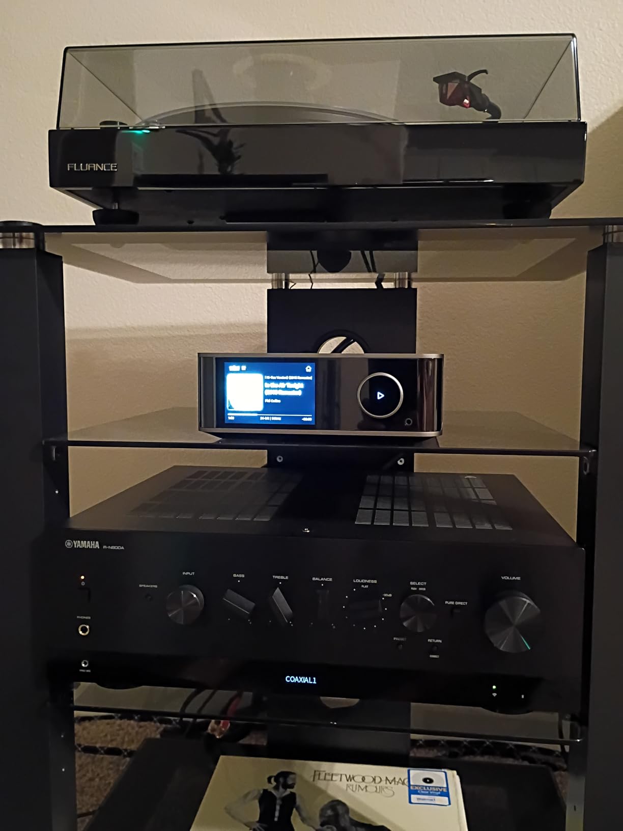 FITUEYES 4-Tier AV Media Cabinet Stand Component Cabinet, Gaming TV Stand and Stereo Rack Audio Tower with Height Adjustable Tempered Glass Shelves, AS406003GB customer photo 1