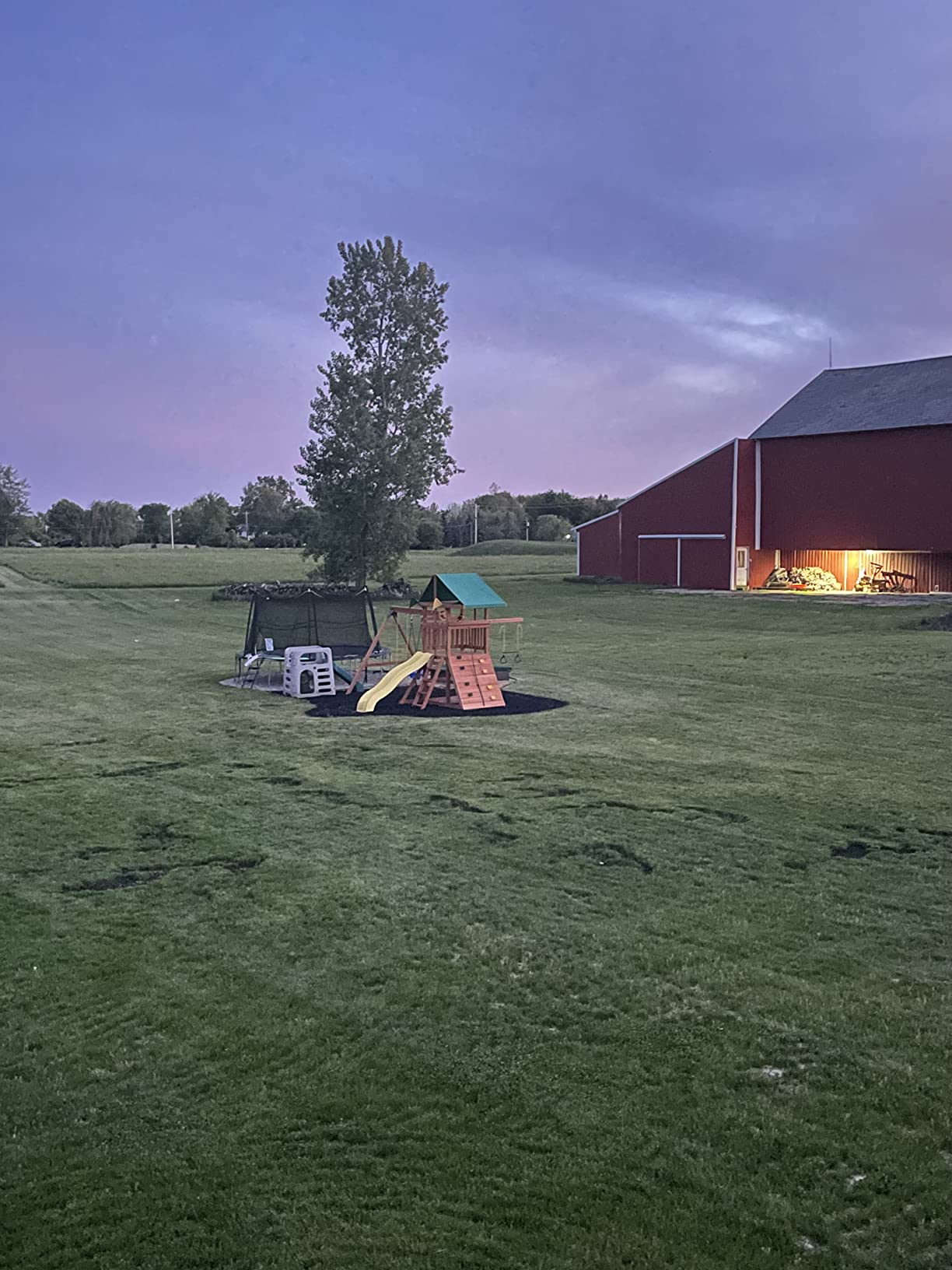 Gorilla Playsets 01-1069-Y Outing Wood Swing Set with Wood Roof and Monkey Bars - Yellow Slide, Amber customer photo 1