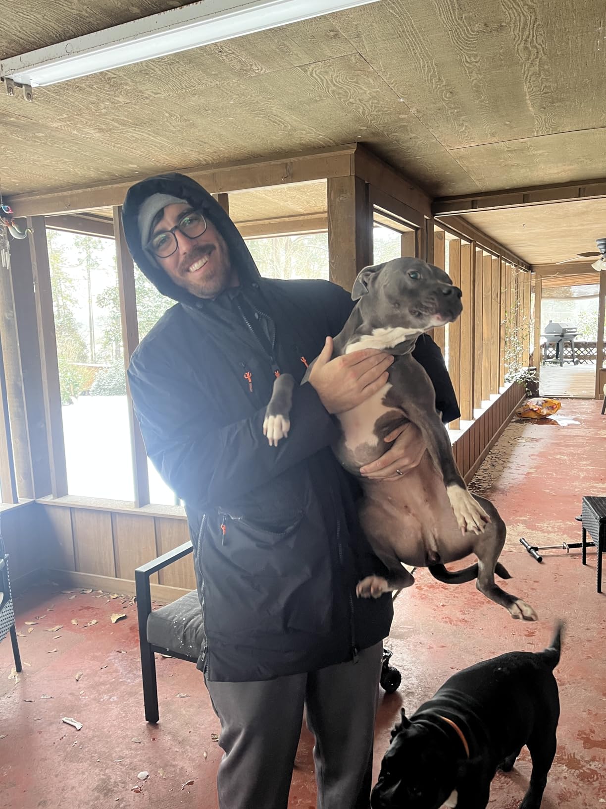 Men's Thickened Down Jacket Hooded Winter Puffer Jacket with 6 Pockets customer photo 1