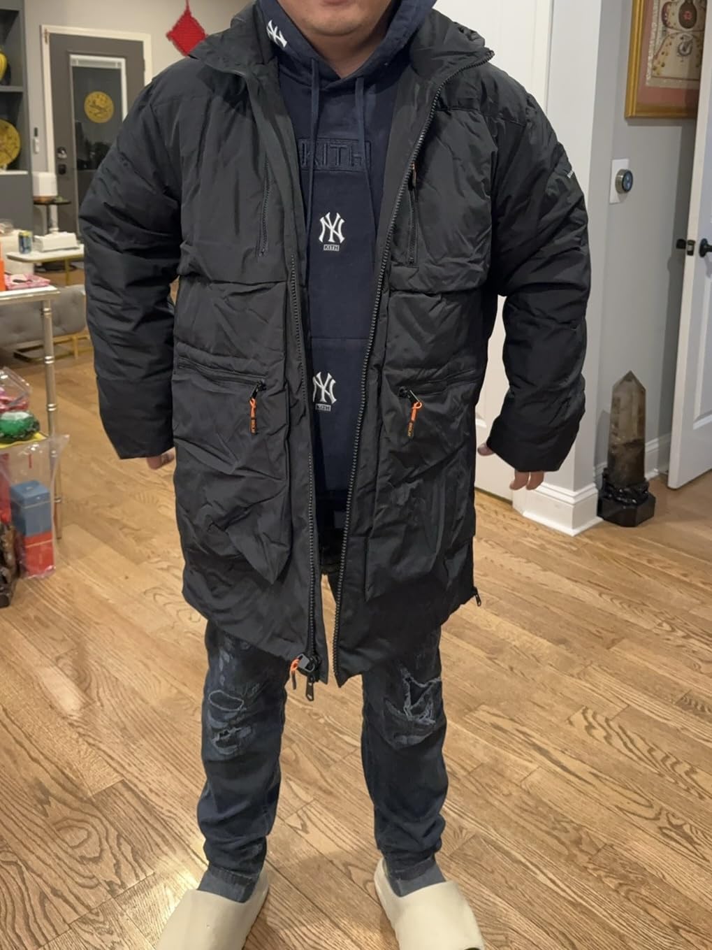 Men's Thickened Down Jacket Hooded Winter Puffer Jacket with 6 Pockets customer photo 2