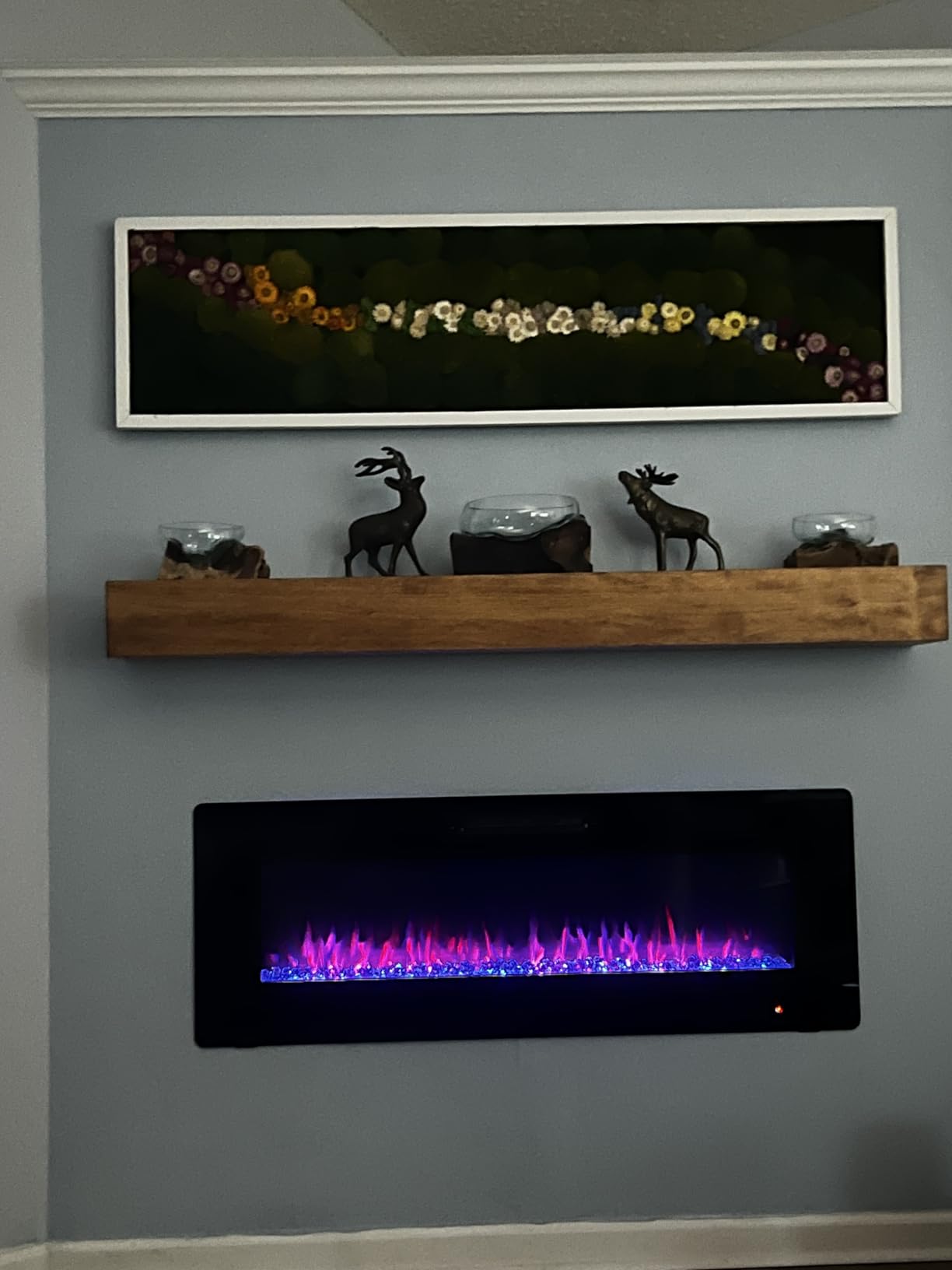 Xbeauty 50 inch Wall Mounted Recessed Electric Fireplace Insert, Ultra-Thin Lightweight LED Flush Mount Linear Fireplace Heater, Fit 2x4&2x6 Stud w/Touch Screen,Remote Control,750W-1500W,Black customer photo 1