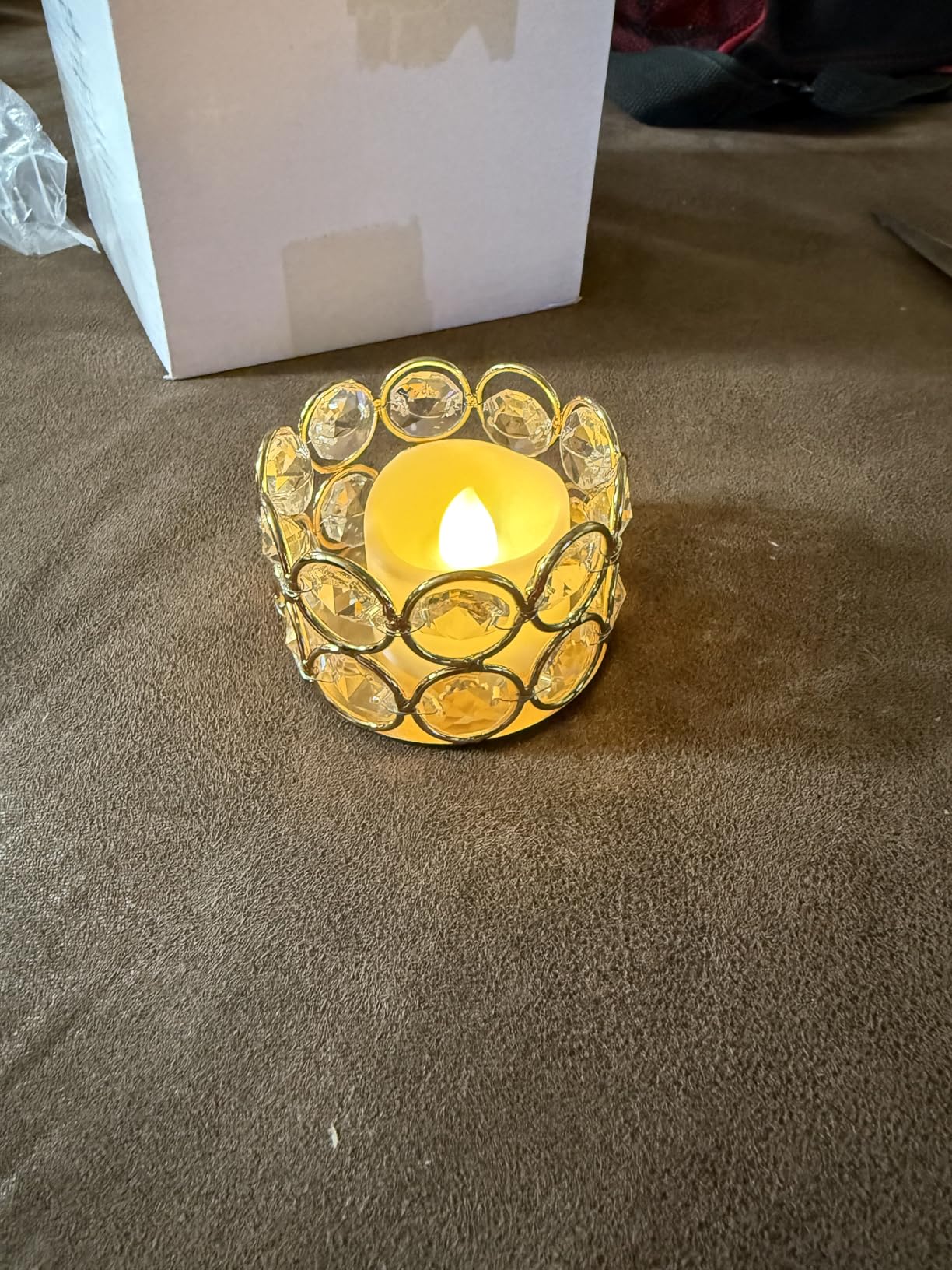Gold Crystal Votive Candle Holders for Table Tenterpiece,Small Bowl/Ball Tealight Candle Lantern for Thanksgiving Wedding Table Decoration, (4pcs) customer photo 1