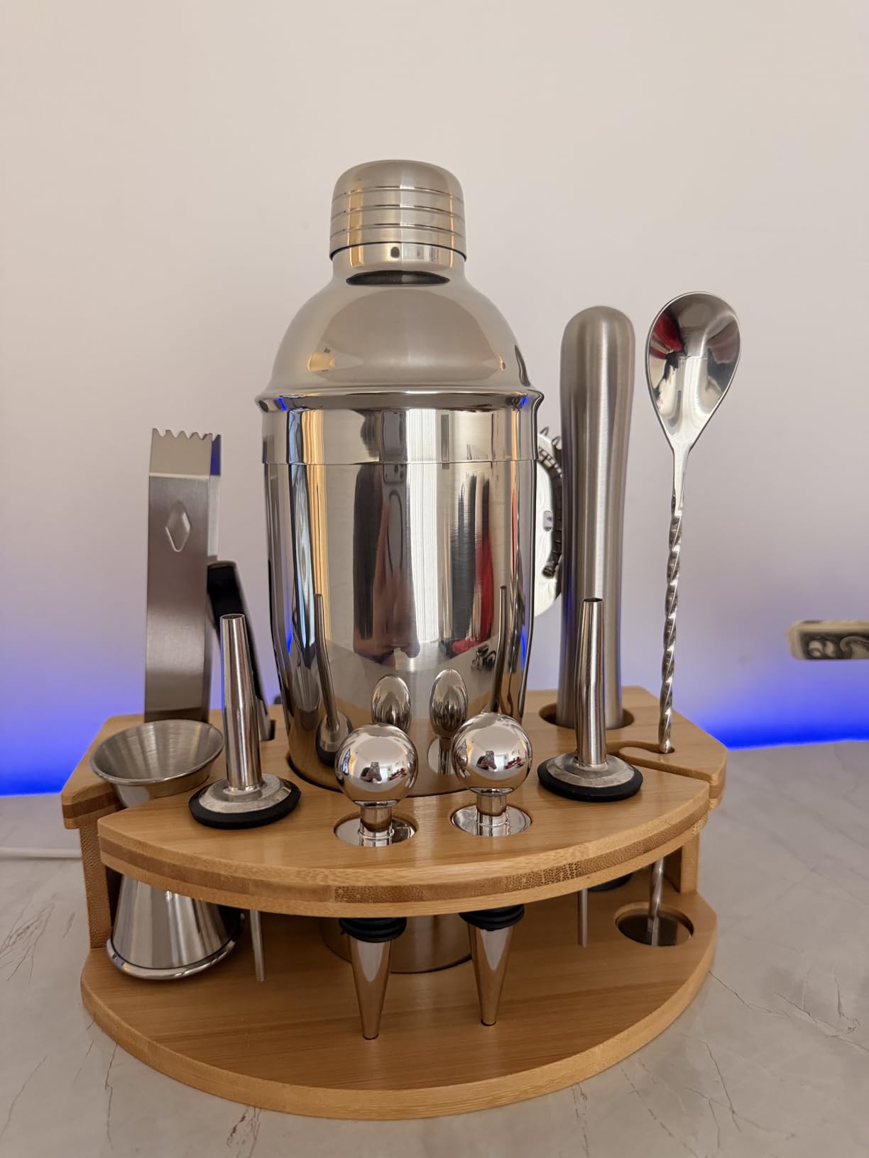 Cocktail Shaker Set,12 Piece 25oz Bartender Kit with Stand,Bar Set for Mixed Drink, Professional Bar Accessory : Shaker,Jigger,Strainer,Muddler,Liquor Pourers, House Warming Gifts customer photo 1