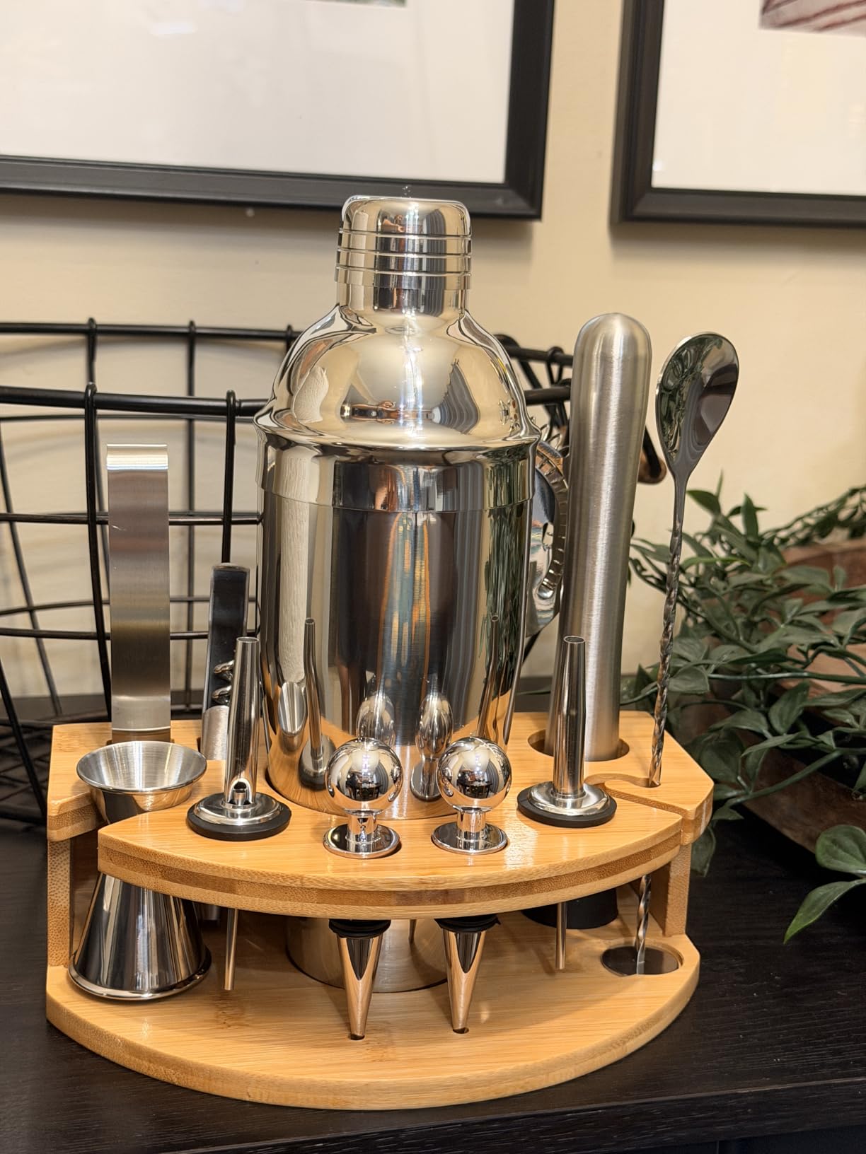 Cocktail Shaker Set,12 Piece 25oz Bartender Kit with Stand,Bar Set for Mixed Drink, Professional Bar Accessory : Shaker,Jigger,Strainer,Muddler,Liquor Pourers, House Warming Gifts customer photo 2