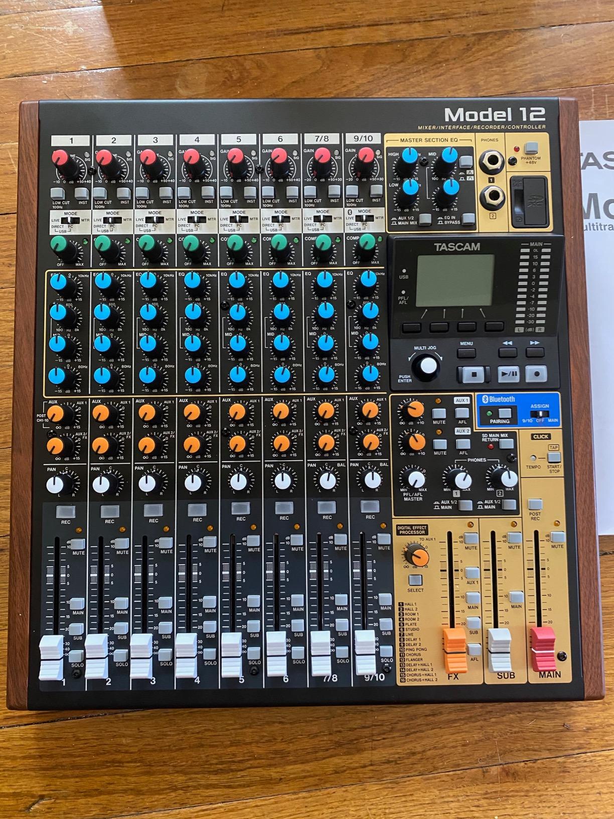 Tascam Model 12 All-in-One 12-track Digital Multitrack Mixing and Recording Studio, Mixer, USB Audio Interface and DAW Controller customer photo 2
