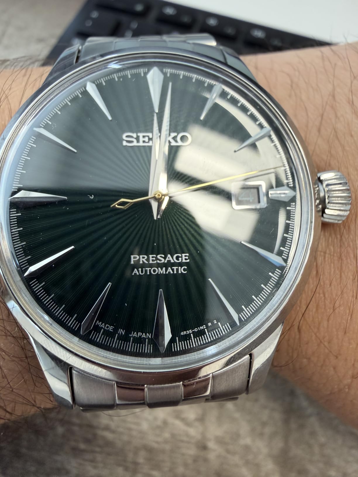 SEIKO SRPE15 Automatic Watch for Men - Presage Collection - Jewel Green Patterned Dial with Date Calendar, Gloss Finish - 50M Water Resistant customer photo 1