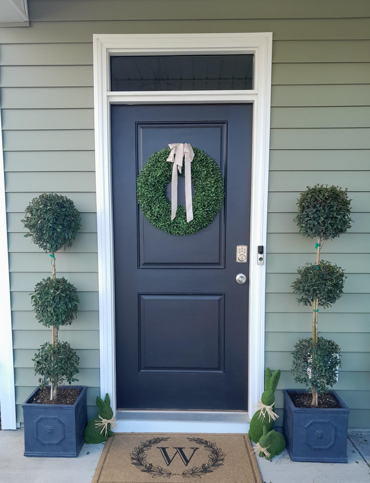 Kante Square Lion Head Concrete Planter, Classic English Style Plant Pot with Drainage Hole and Rubber Plug for Indoor Outdoor Garden Patio Home, 12.6