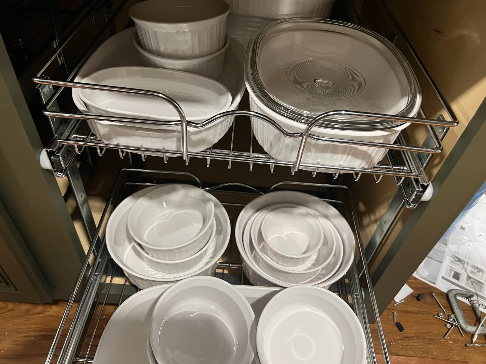 Rev-A-Shelf 2-Tier Kitchen Cabinet Pullout Shelf and Drawer Organizer Slide Out Pantry Storage Basket in Multiple Sizes, 15 x 22 In, 5WB2-1522CR-1 customer photo 2