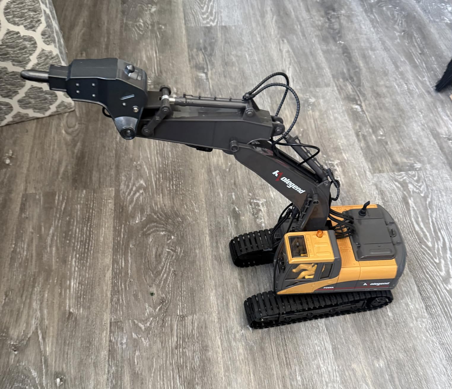 kolegend 3 in 1 Remote Control Excavator Toy 1/14 Scale RC Excavator, 15 Channel Upgrade Full Functional Construction Vehicles with Tools Metal Breaker and Electric Gripper customer photo 1