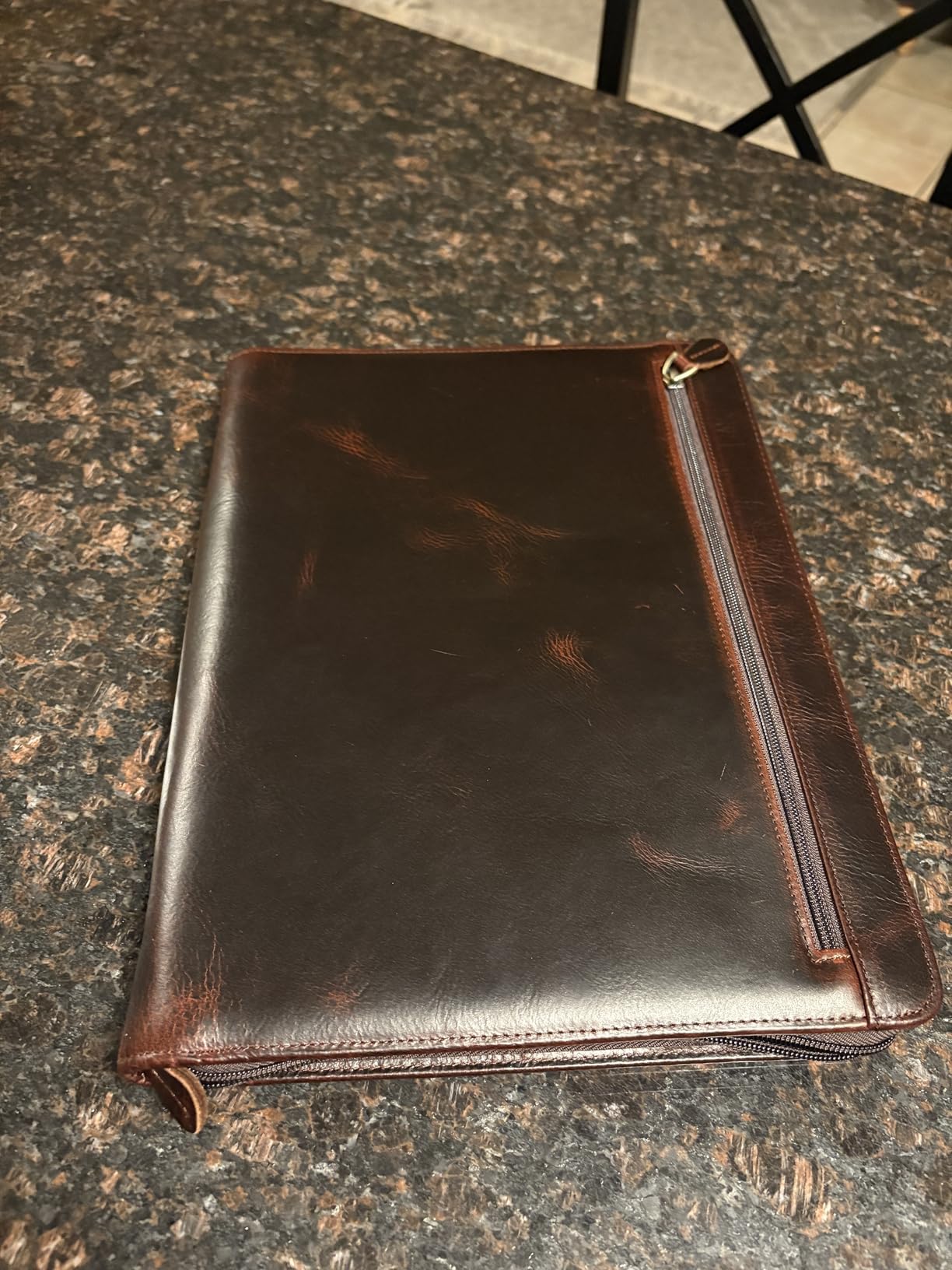 Genuine Leather Professioal Business Portfolio Padfolio Folder with Zipper for Men and Women, Work Portfolio for Letter Size Notepad, for Meeting and Travel, Brown customer photo 2