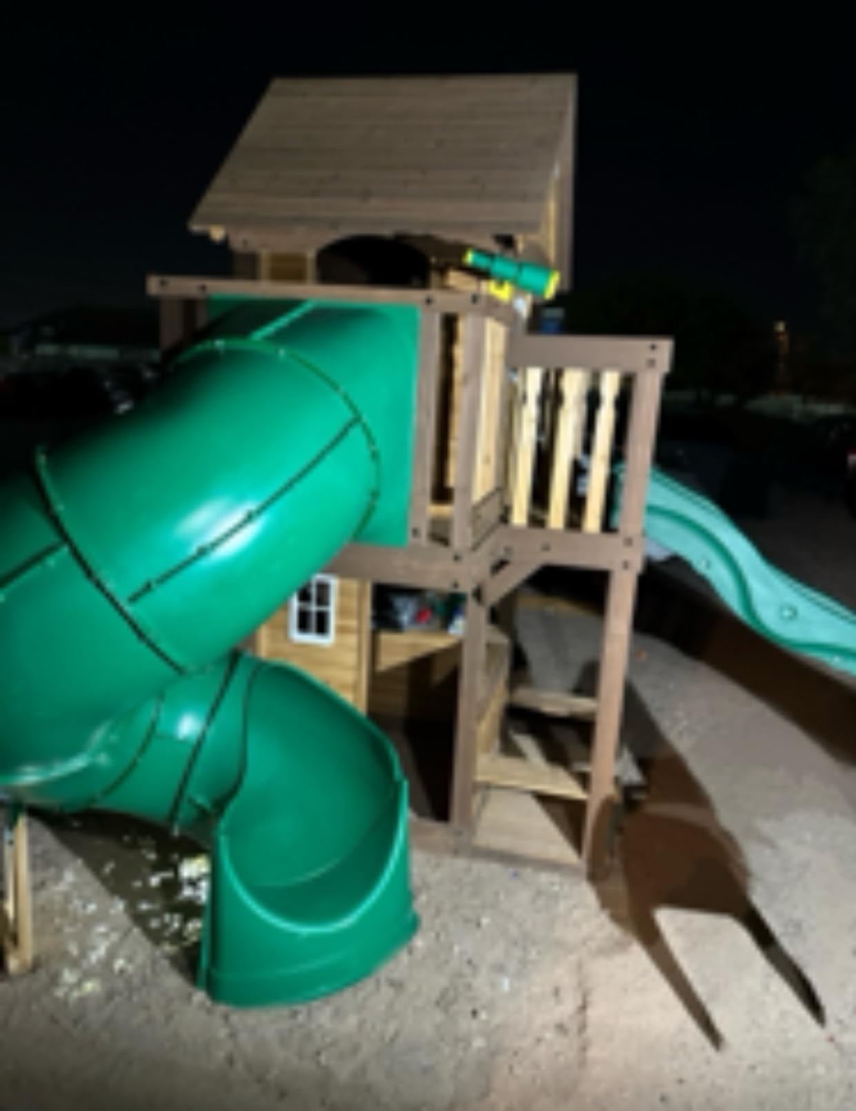 Backyard Discovery Cedar Cove Wood Swing Set with Spiral Tube and Wave Slide, Clubhouse, Toy Grill, Snack Bar, Rock Wall, Belt Swings, Web Swing, Balcony, Chalkboard, Ladder, Outdoor Playset customer photo 1