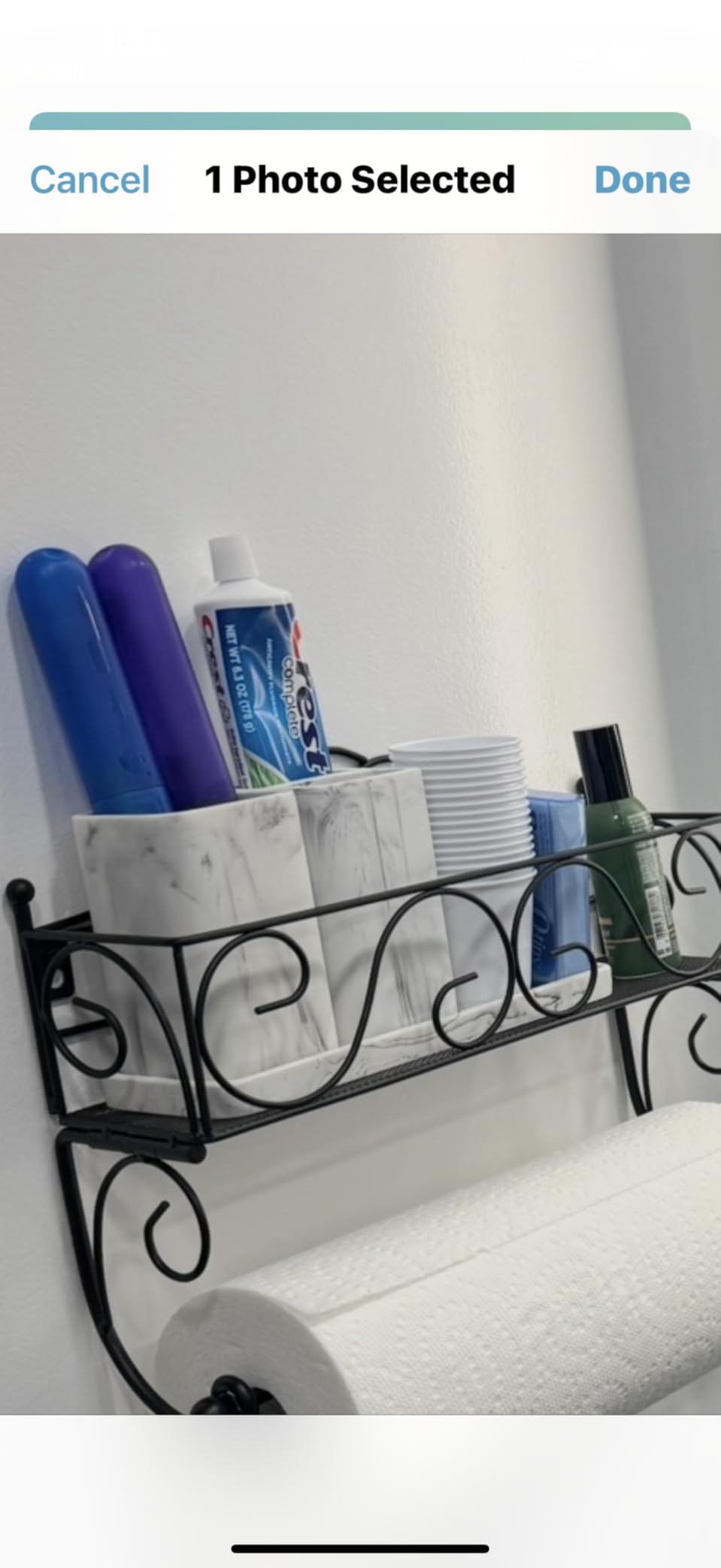 ZCCZ Bathroom Accessory Sets, 4 Pieces Bathroom Accessories Complete Set Vanity Countertop Accessory Set with Marble Look, Includes Lotion Dispenser Soap Pump, Tumbler, Toothbrush Holder and Tray customer photo 1