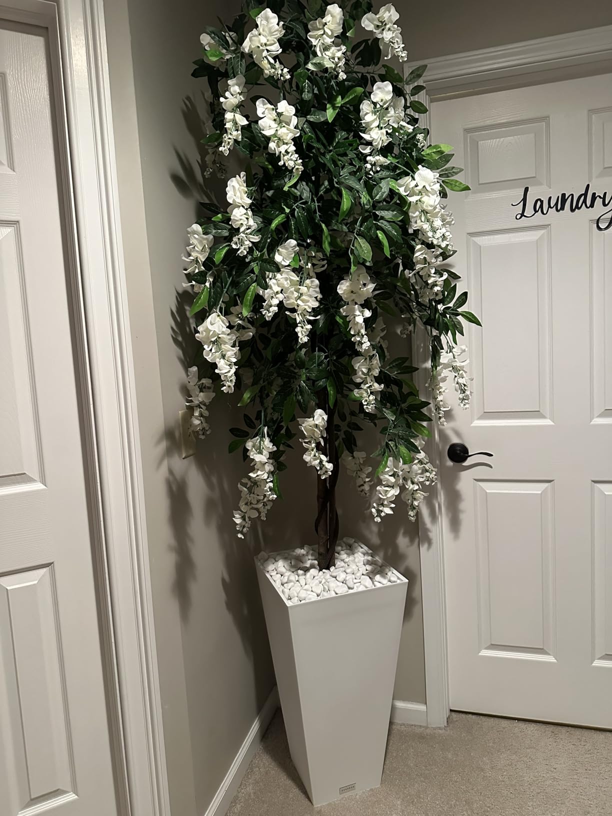 AMERIQUE 6 Feet Gorgeous and Dense Blooming Wisteria Artificial Tree, Cream White, Pre-Potted with Nursery Pot customer photo 1