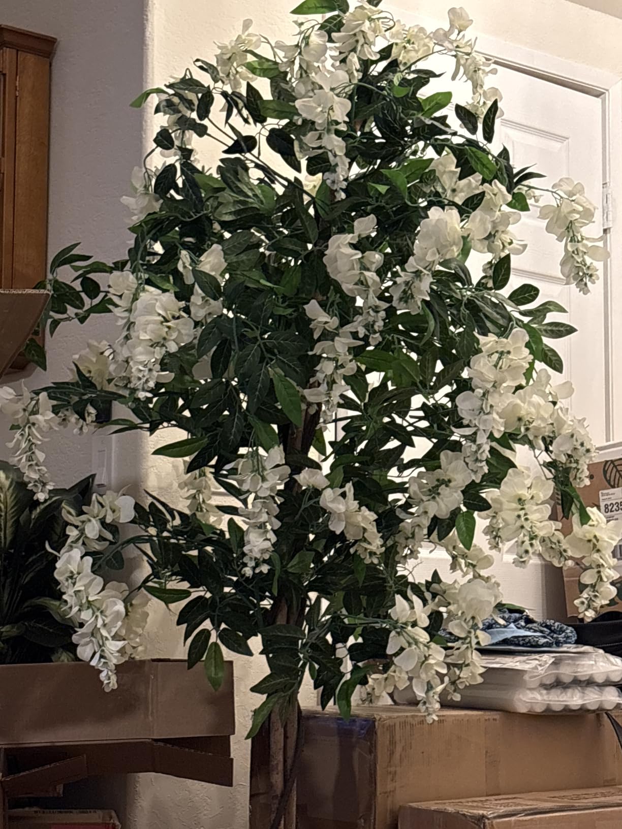 AMERIQUE 6 Feet Gorgeous and Dense Blooming Wisteria Artificial Tree, Cream White, Pre-Potted with Nursery Pot customer photo 2