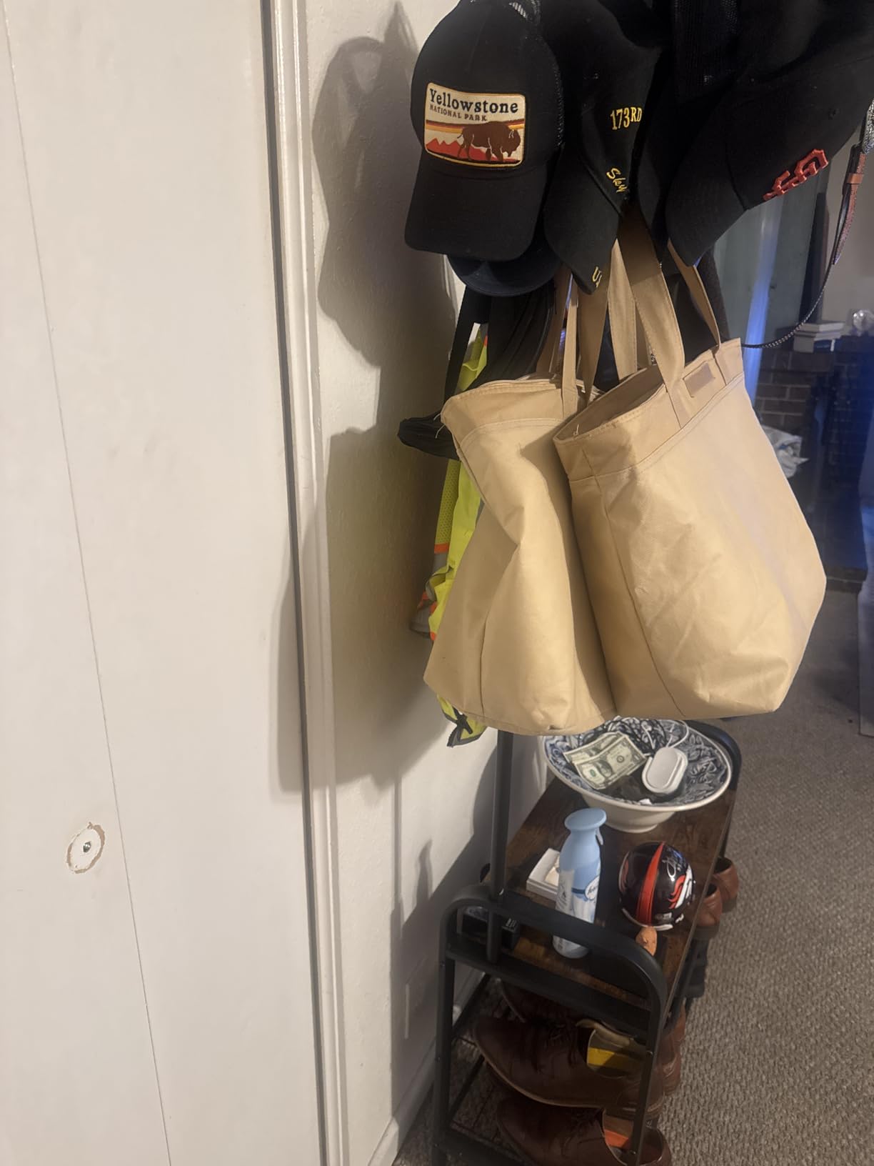 VASAGLE Coat Rack, Hall Tree with Shoe Bench for Entryway, Entryway Bench with Coat Rack, 4-in-1, with 9 Removable Hooks, a Hanging Rod, 13.3 x 28.3 x 72.1 Inches, Charcoal Gray and Black UHSR040B04 customer photo 1