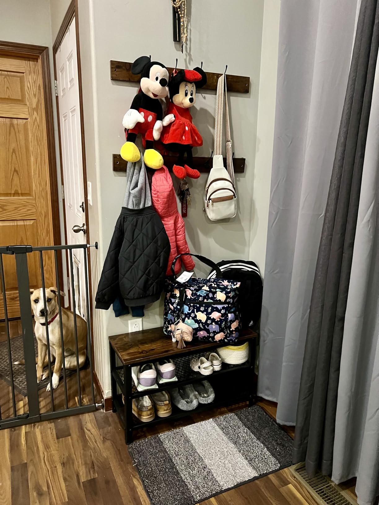 HOOBRO Hall Tree Entryway Storage Bench, Coat Rack Shoe Bench, Shoe Rack Organizer with Coat Hooks, 3-in-1 Design, Wooden Furniture with Metal Frame, Rustic Brown and Black BF17MT01 customer photo 2