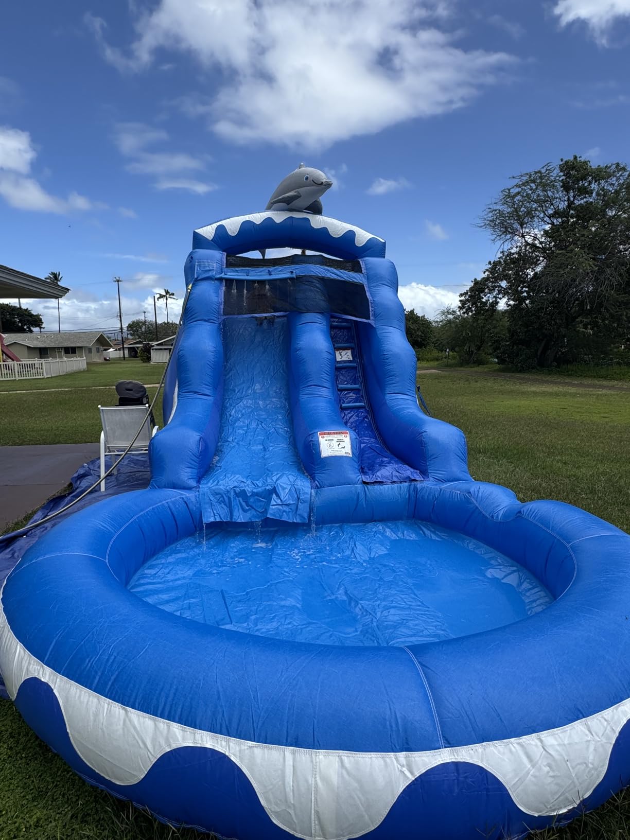 HeroKiddo 13ft Dolphin Inflatable Water Slide with Pool, 21ft Long- 100% Commercial Grade PVC Vinyl, Reinforced Strength Wet/Dry Fun, Front Load Entry for Easy Supervision, Included Blower customer photo 1