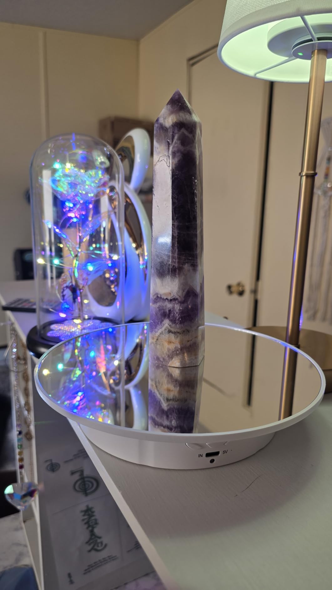 JAYEGT Motorized Rotating Display Stand, 7.87inch /17.6lbs Load, 360 Degree Electric Rotating Turntable for Photography Products, Jewelry, Cake, 3D Model, Mirror Cover (Black/Button Control) customer photo 1