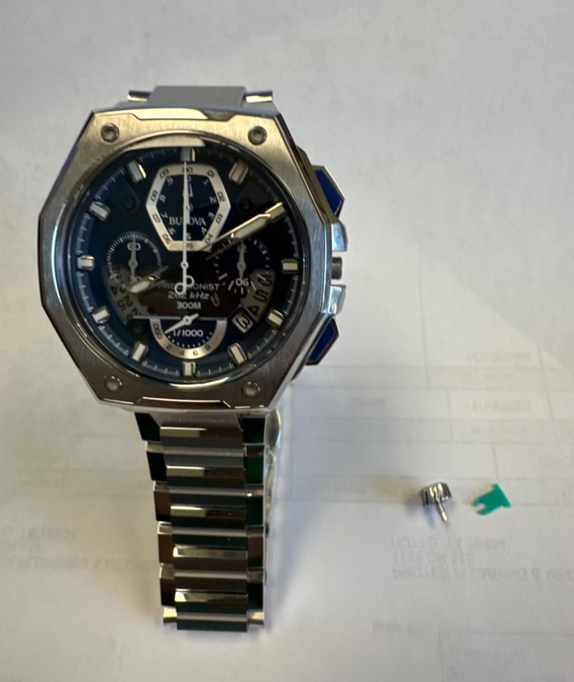 Bulova Men's Precisionist Chronograph Blue Dial Stainless Steel Watch | 44.5mm | 96B349 customer photo 1