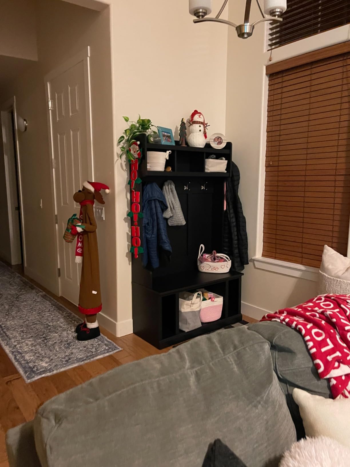 Bush Home Woodland 40W Hall Tree and Shoe Storage Bench with Shelves in Ash Brown, Cubbies and Coat Hooks for Foyer, Mudroom, or Entryway customer photo 1