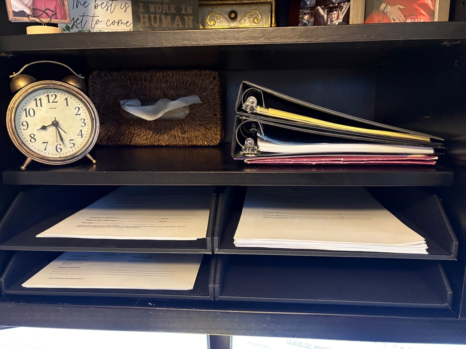 Leather Letter Tray, Thipoten Stackable Desk Organizer Holder for Office Supplies, Paper, File, Magazine, Perfect Office Organization for Desktop (Black-2Tiers) customer photo 1