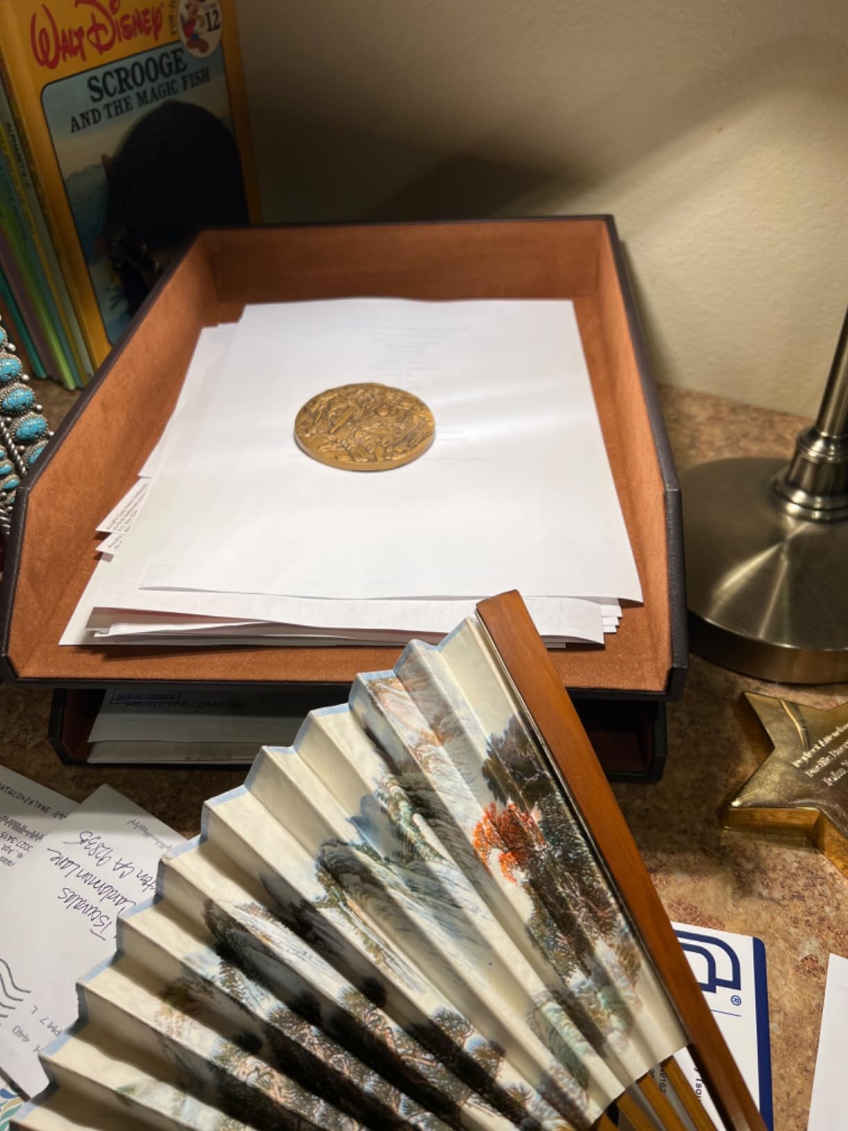 Leather Letter Tray, Thipoten Stackable Desk Organizer Holder for Office Supplies, Paper, File, Magazine, Perfect Office Organization for Desktop (Black-2Tiers) customer photo 2