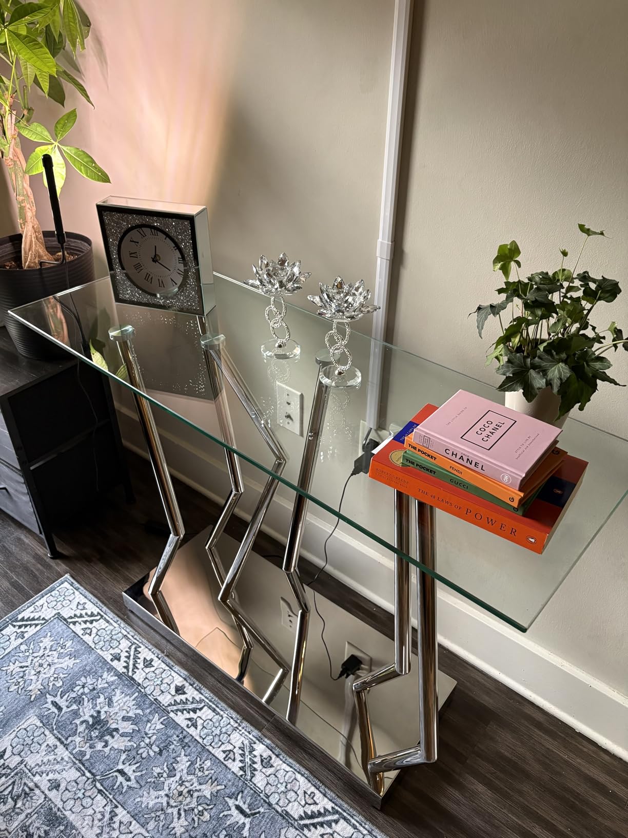 Silent Desk Clocks 8x8x2 Inch Crystal Sparkle Twinkle Bling Square Mirrored Table Top Decorative Clock With Diamond for Home Decoration Silver Mirror Home Decor customer photo 1