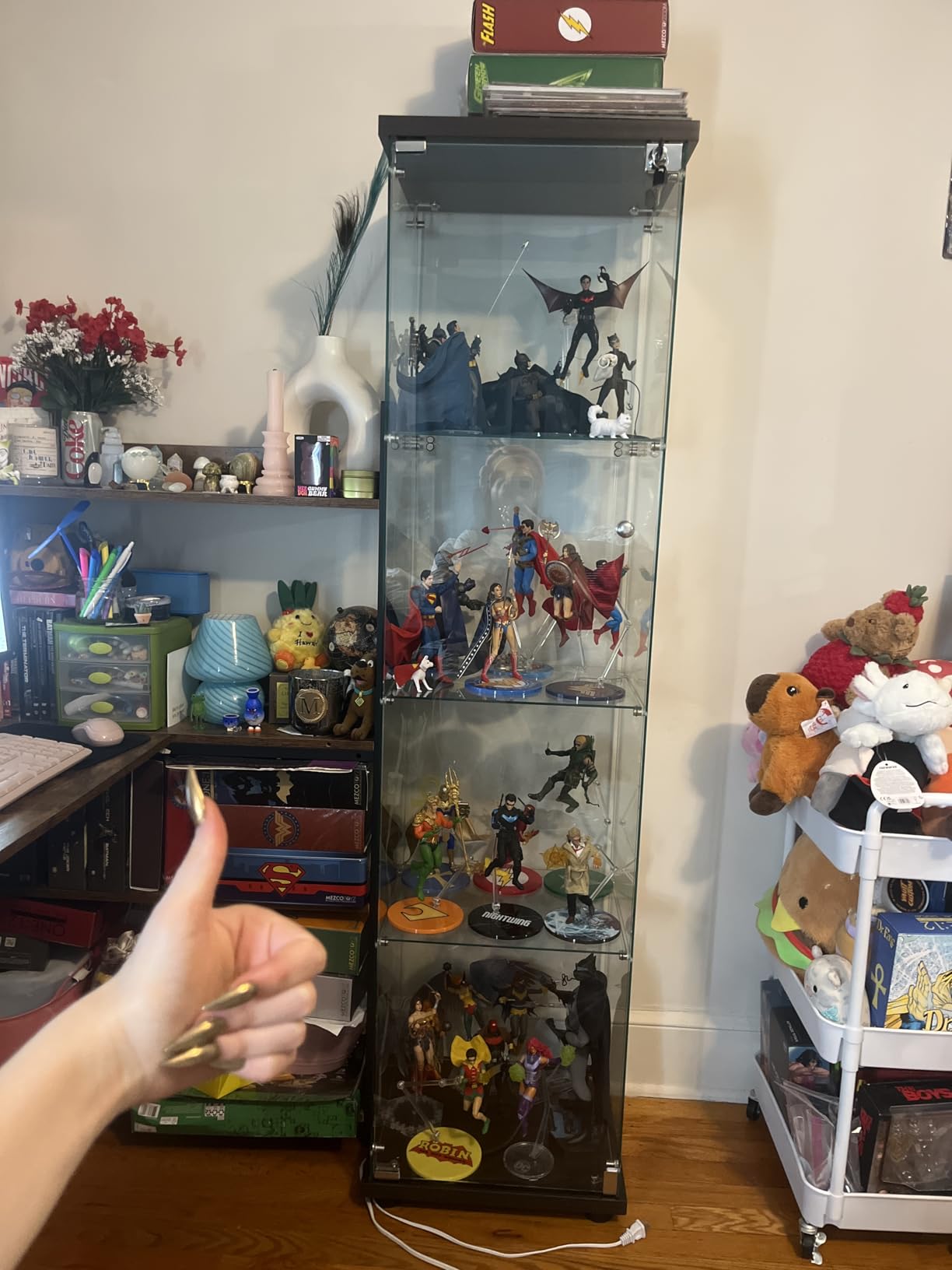 Curio Cabinet Glass Display Case for Collectibles with Door, 4 Display Shelves Showcase, 64.2