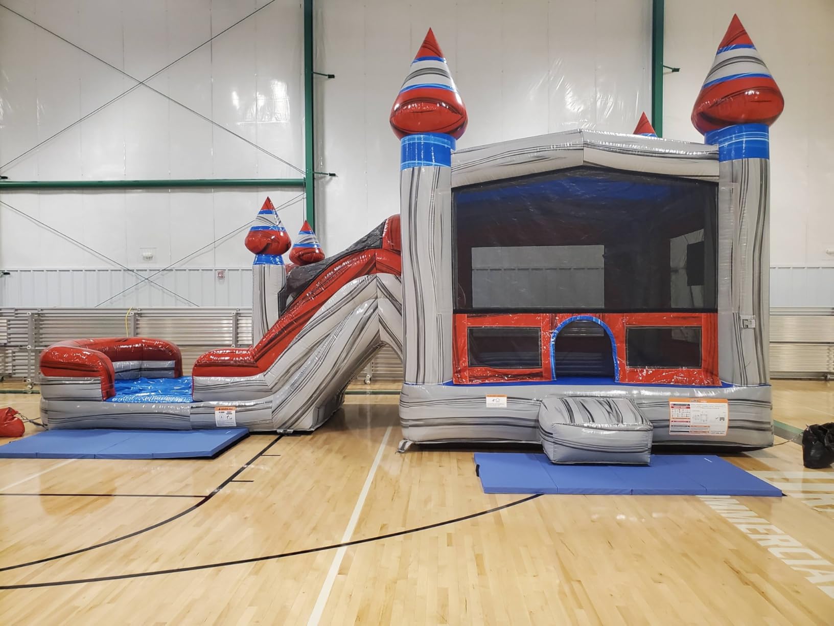 JumpOrange 13' x 31' x 15' Midnight Bounce House with Dual Lane Slide; 15oz Commercial Grade PVC Vinyl, with Basketball Hoop and Blower for Kids and Adults, Rental Use, Indoor & Outdoor Play customer photo 1