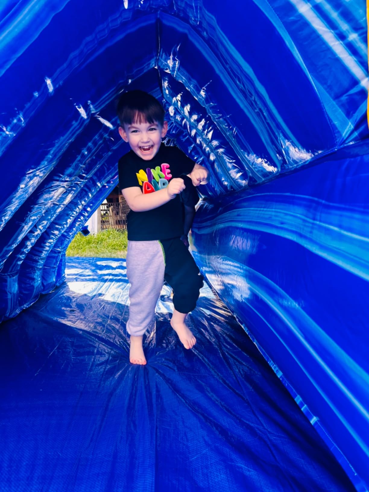 JumpOrange 13' x 31' x 15' Midnight Bounce House with Dual Lane Slide; 15oz Commercial Grade PVC Vinyl, with Basketball Hoop and Blower for Kids and Adults, Rental Use, Indoor & Outdoor Play customer photo 2