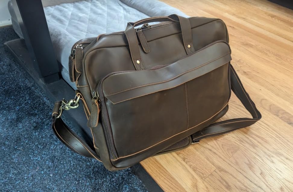 Masa Kawa Leather Briefcase for Men 17/15.6