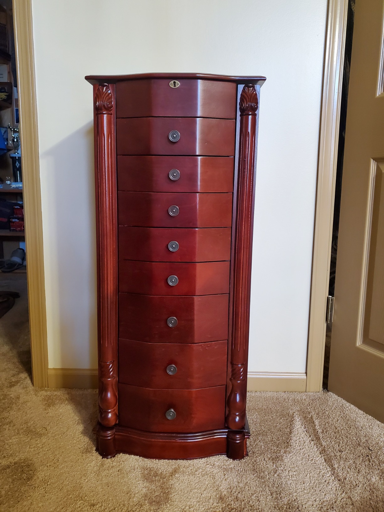 Florence Jewelry Armoire - Jewelry Storage Organizer with 8 Felt-Lined Drawers, Vanity Mirror, Ring Rolls, Tangle-Free Necklace Hooks, Locking Lid customer photo 1