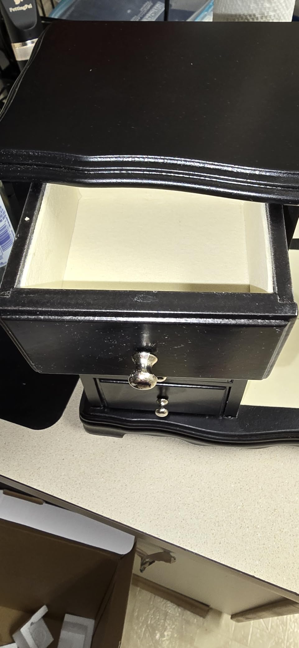 RR ROUND RICH DESIGN Jewelry Box - Made of Solid Wood with 4 Drawers Organizer and Built-in Necklace Carousel and Large Mirror Brown customer photo 2